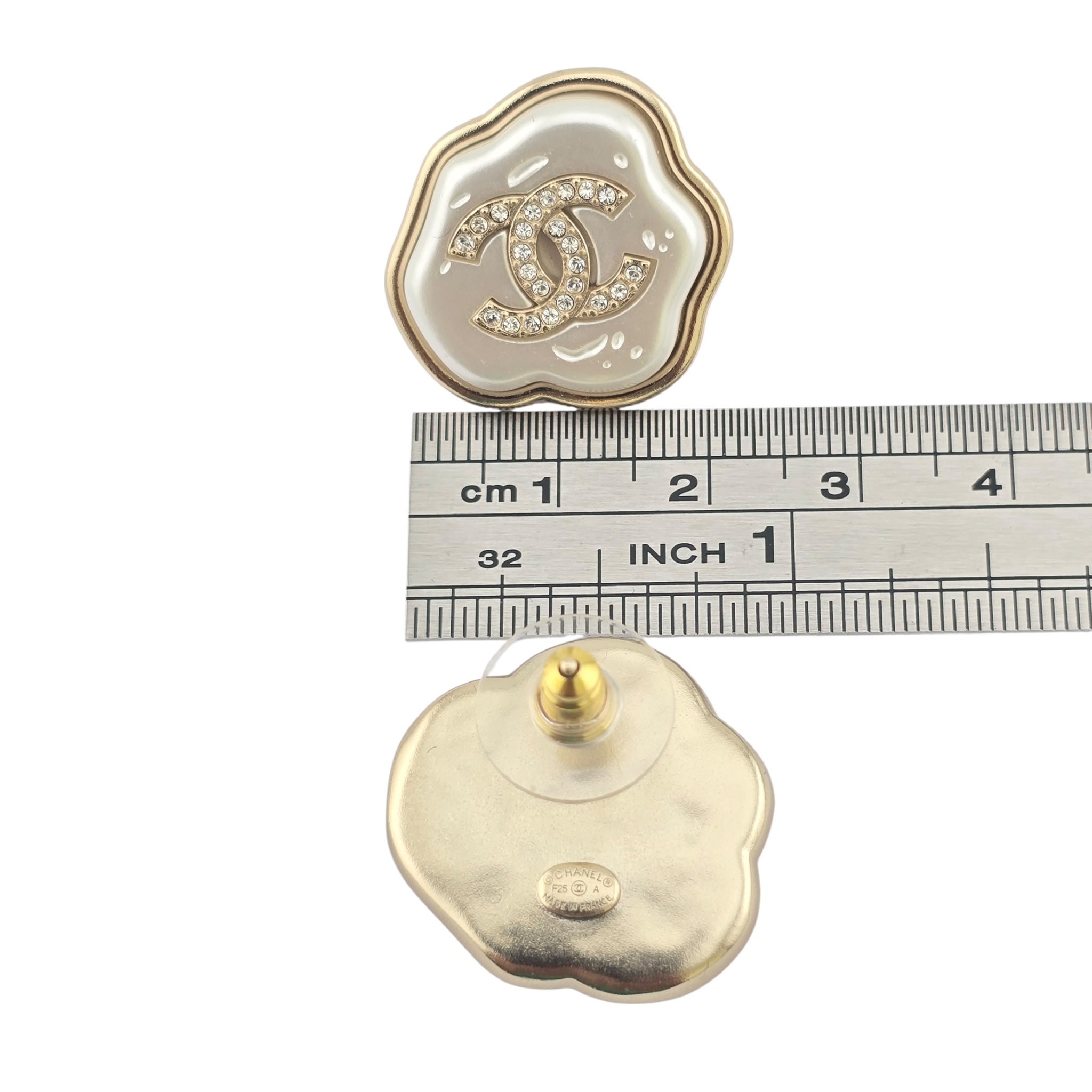 Chanel CC White Resin Stud Earrings 2025