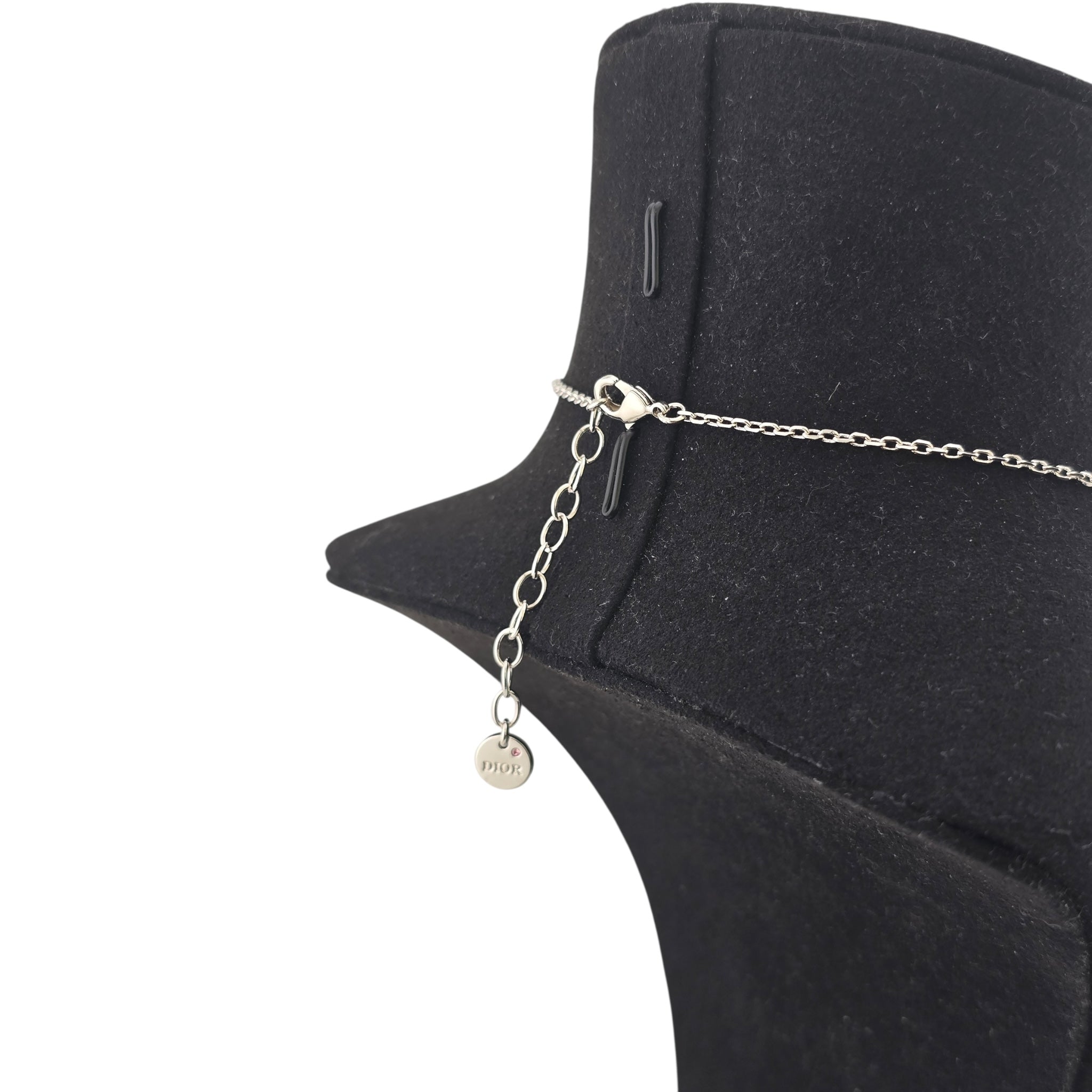 Christian Dior Petit CD Silver Pink Necklace