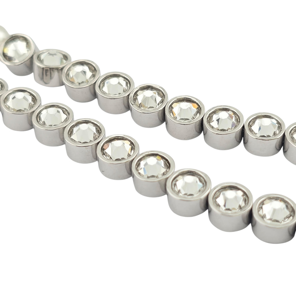 Chanel CC Faux Pearl Crystal Blue Heart Necklace 2025