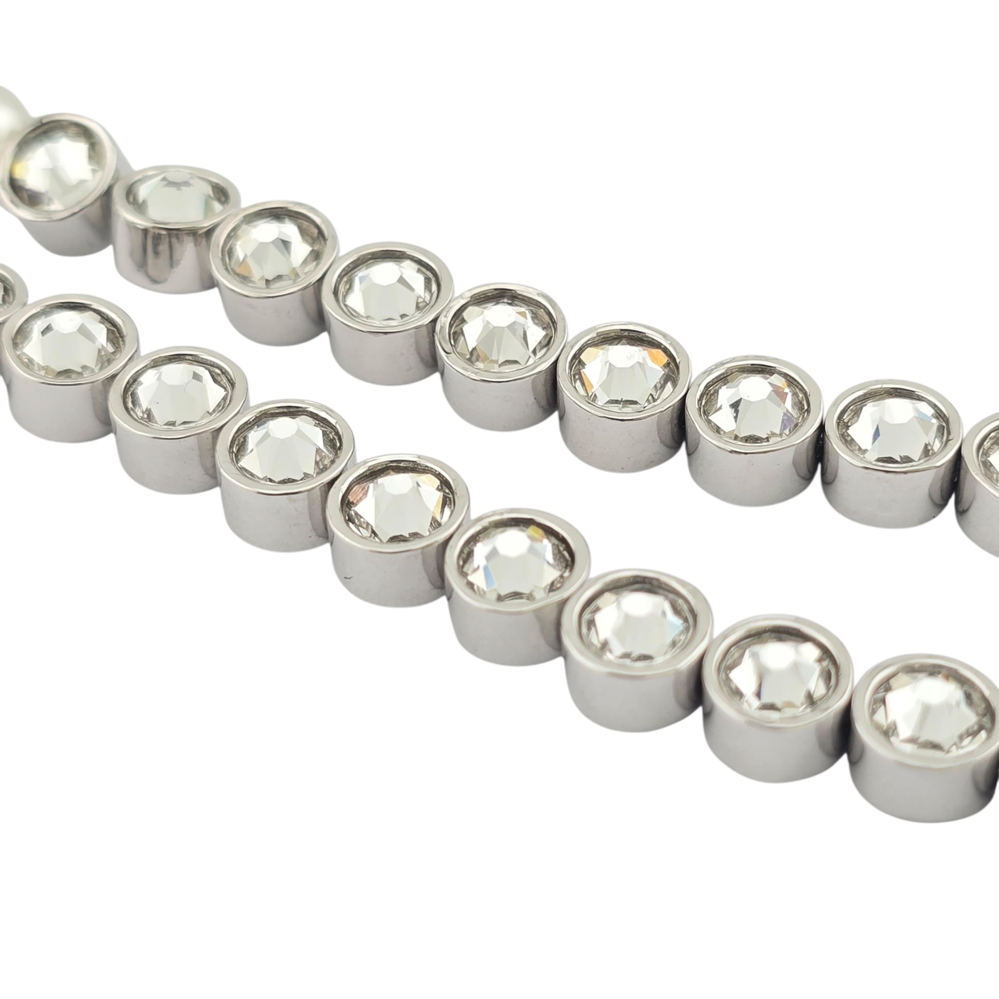 Chanel CC Faux Pearl Crystal Blue Heart Necklace 2025