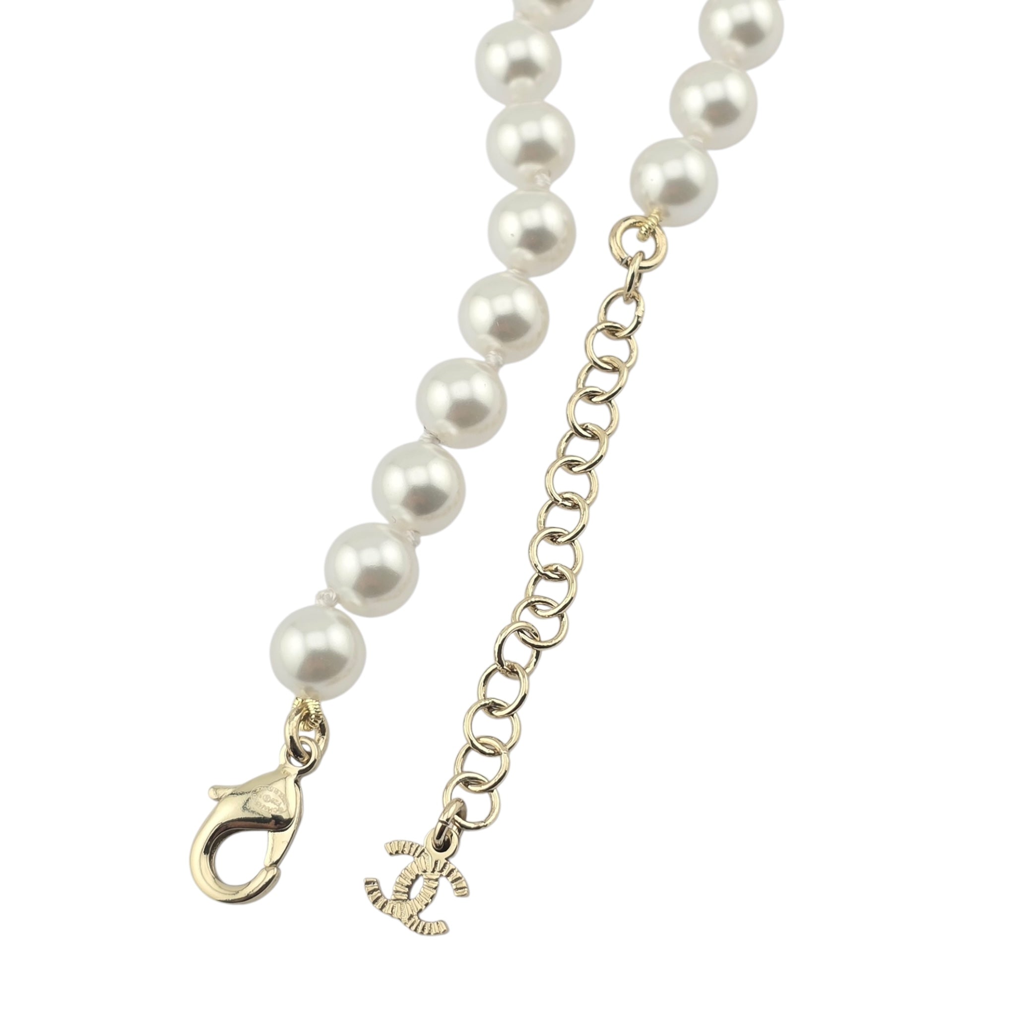 Chanel CC Faux Pearl Crystal Long Necklace 2025