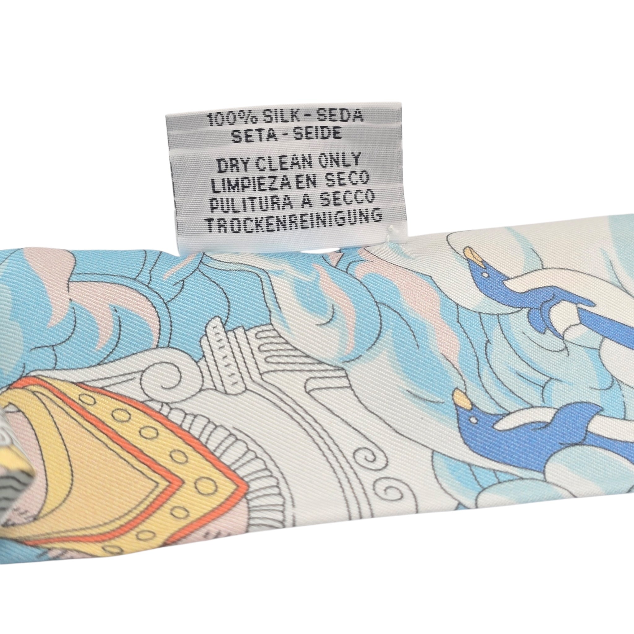 Hermes Silk Sur Mon Nuage Twilly Apricot Bleu Multicolor