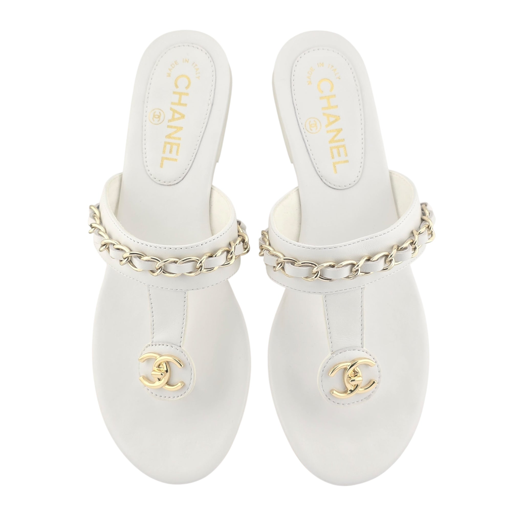 Chanel CC White Turnlock Sandals - 39