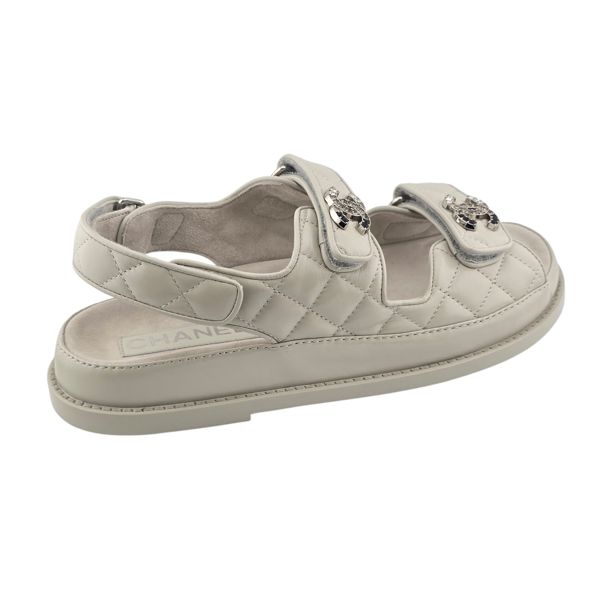Chanel CC Cream White Lambskin Dad Sandals - 39