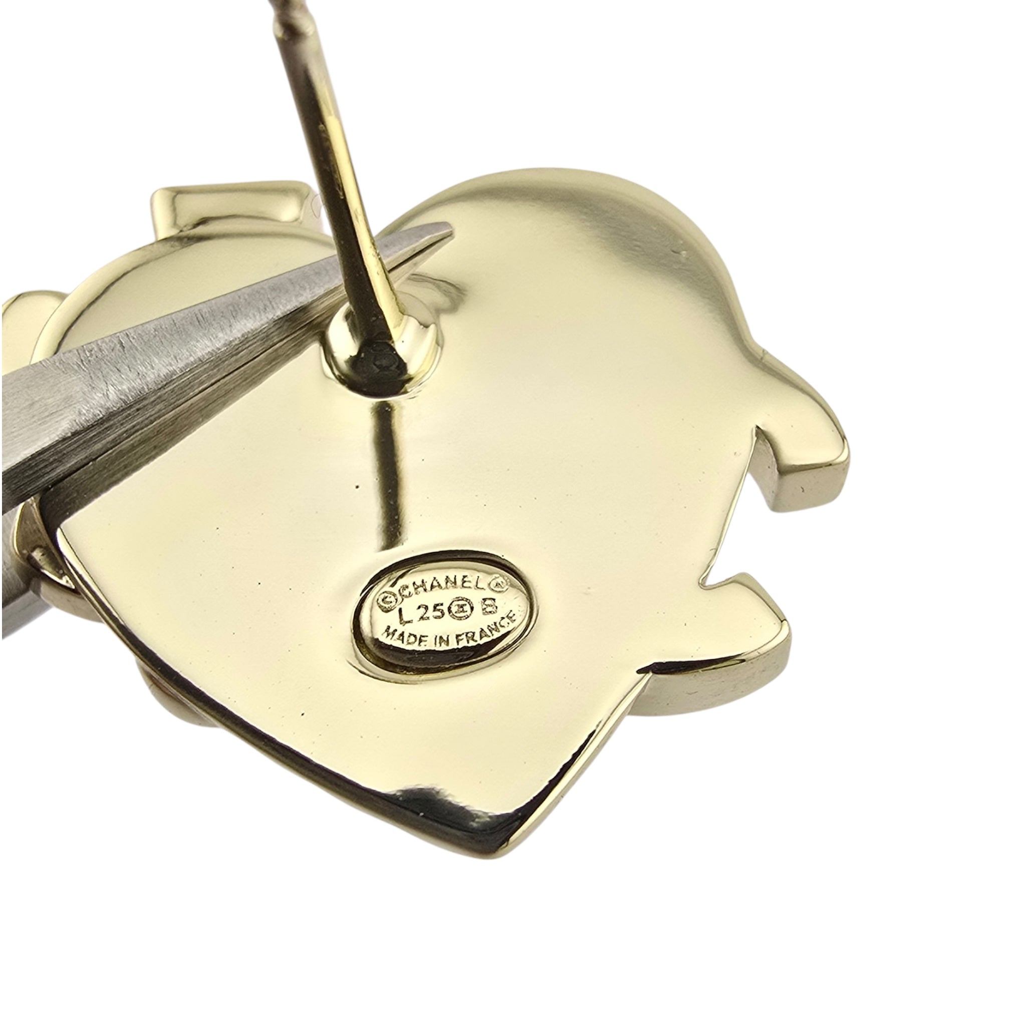 Chanel CC Crystal Heart Earrings Gold 2025