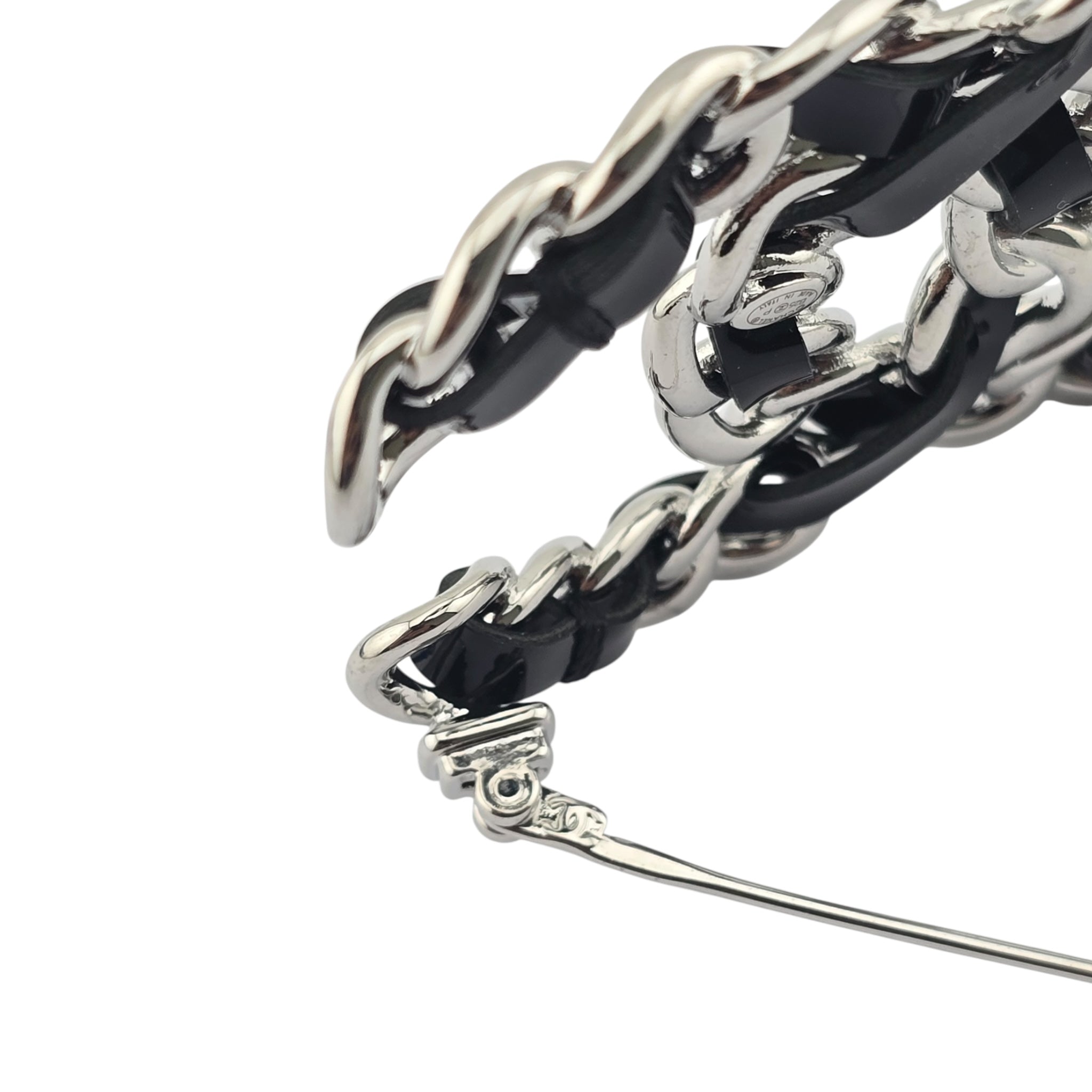 Chanel Lambskin Chain CC Brooch Black Silver 2025