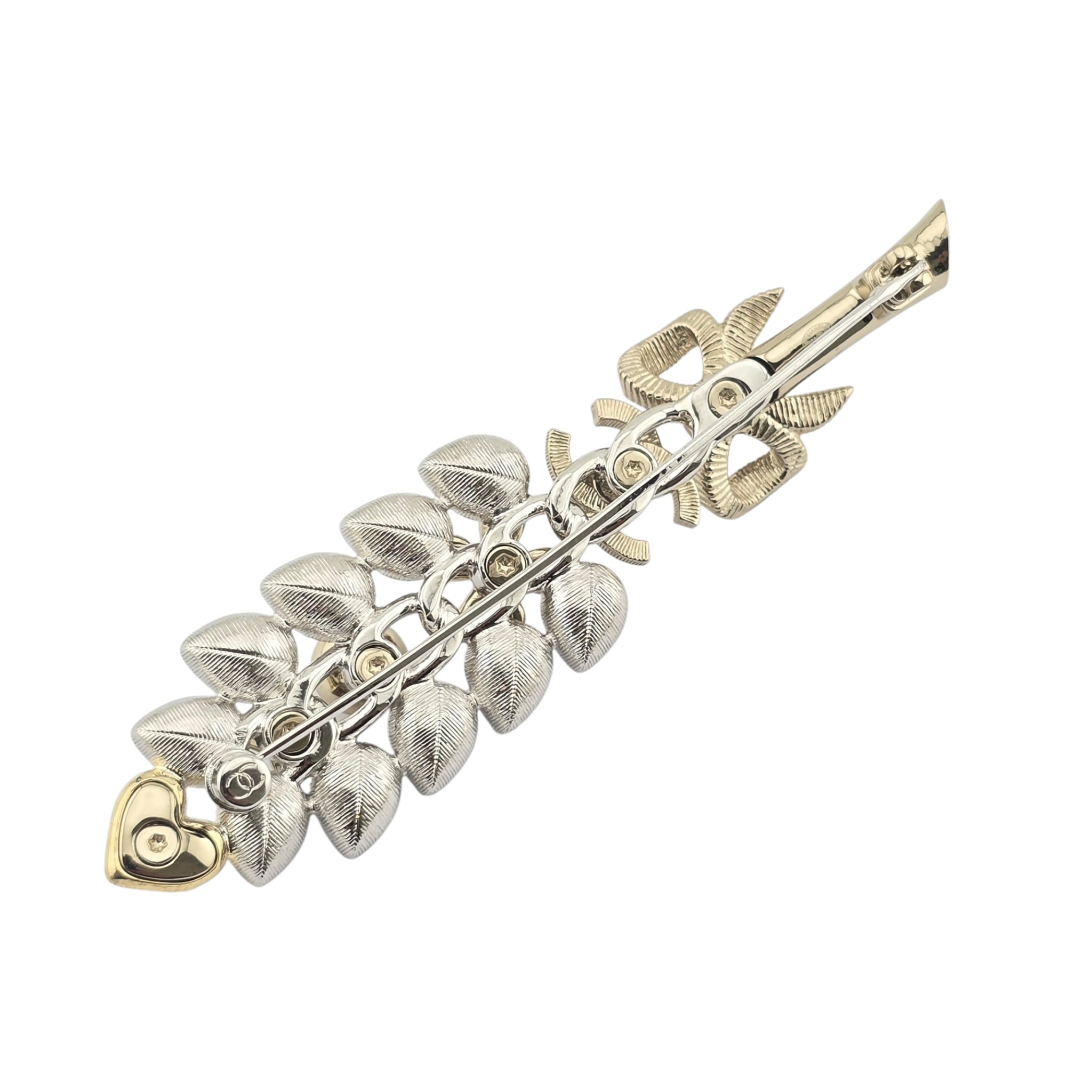 Chanel CC Gold Crystal Leaf Brooch 2024