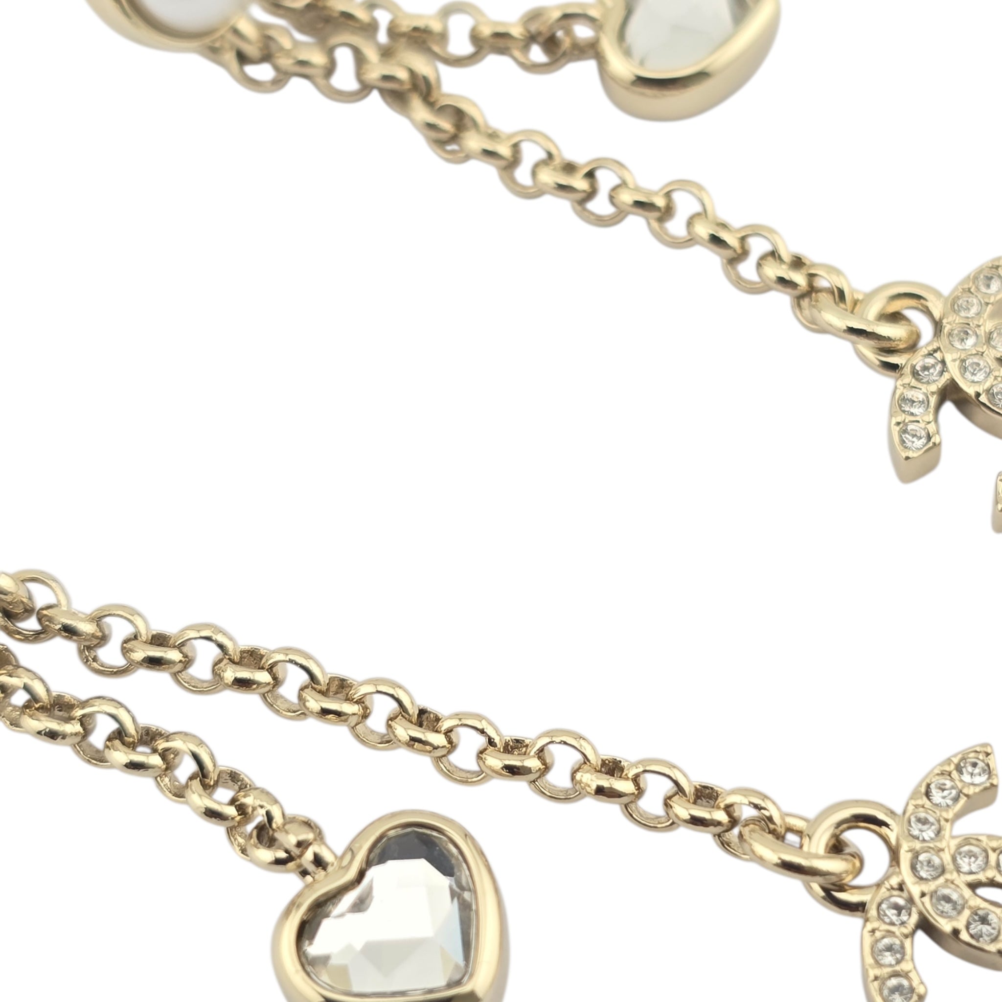 Chanel CC Gold Dangle Heart Crystal Earrings 2025