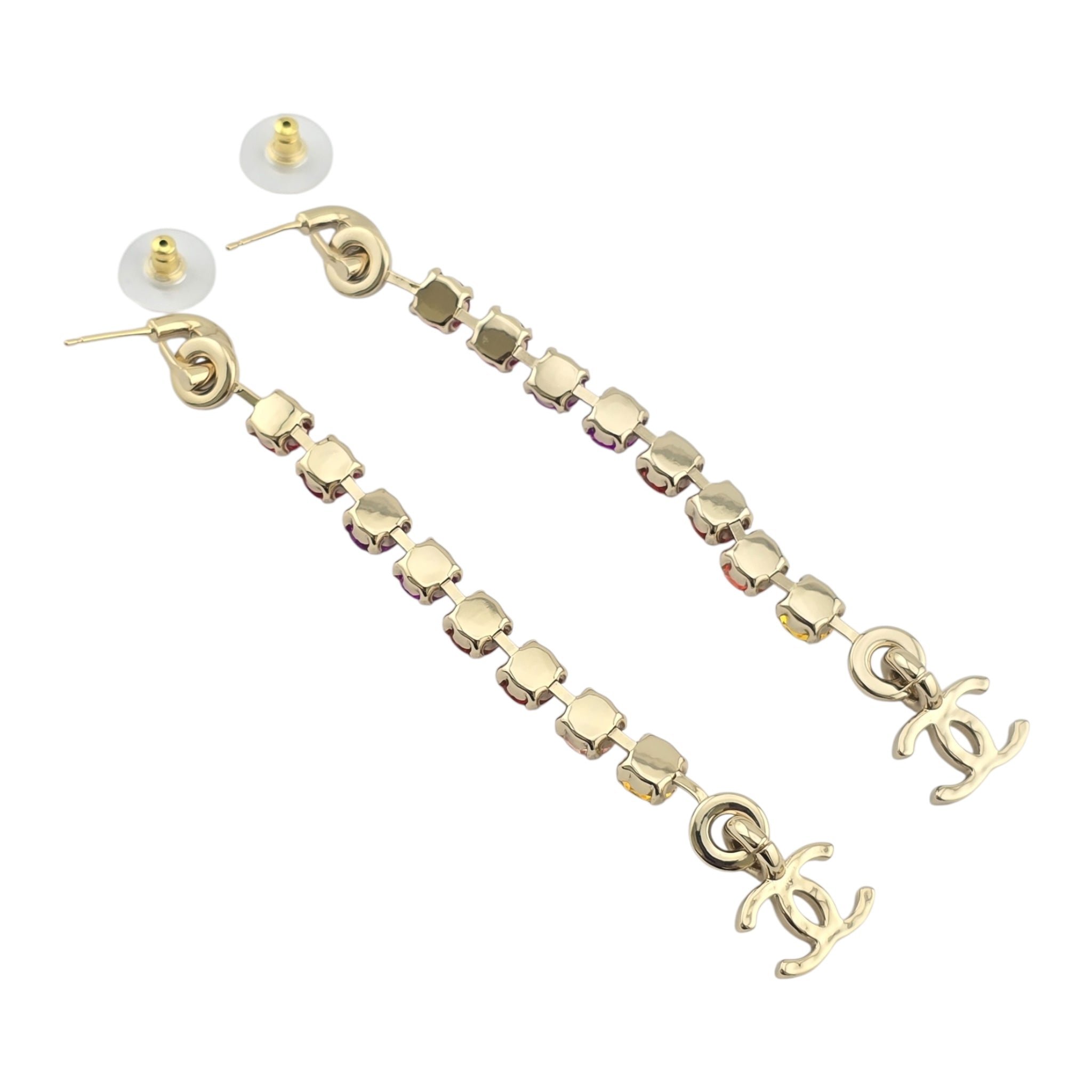 Chanel CC Rainbow Crystal Earrings A24