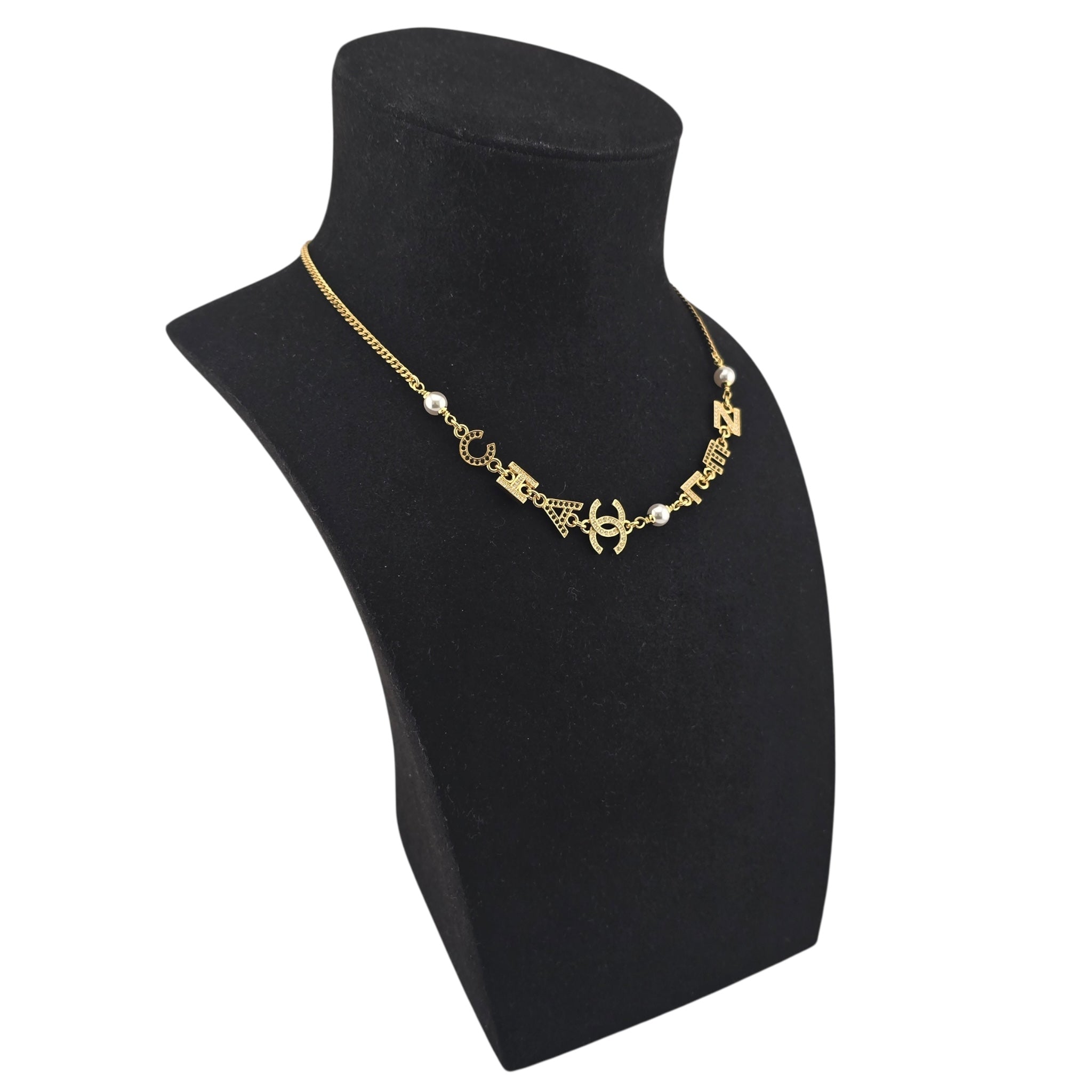 Chanel CC Logo Pendant Gold Necklace