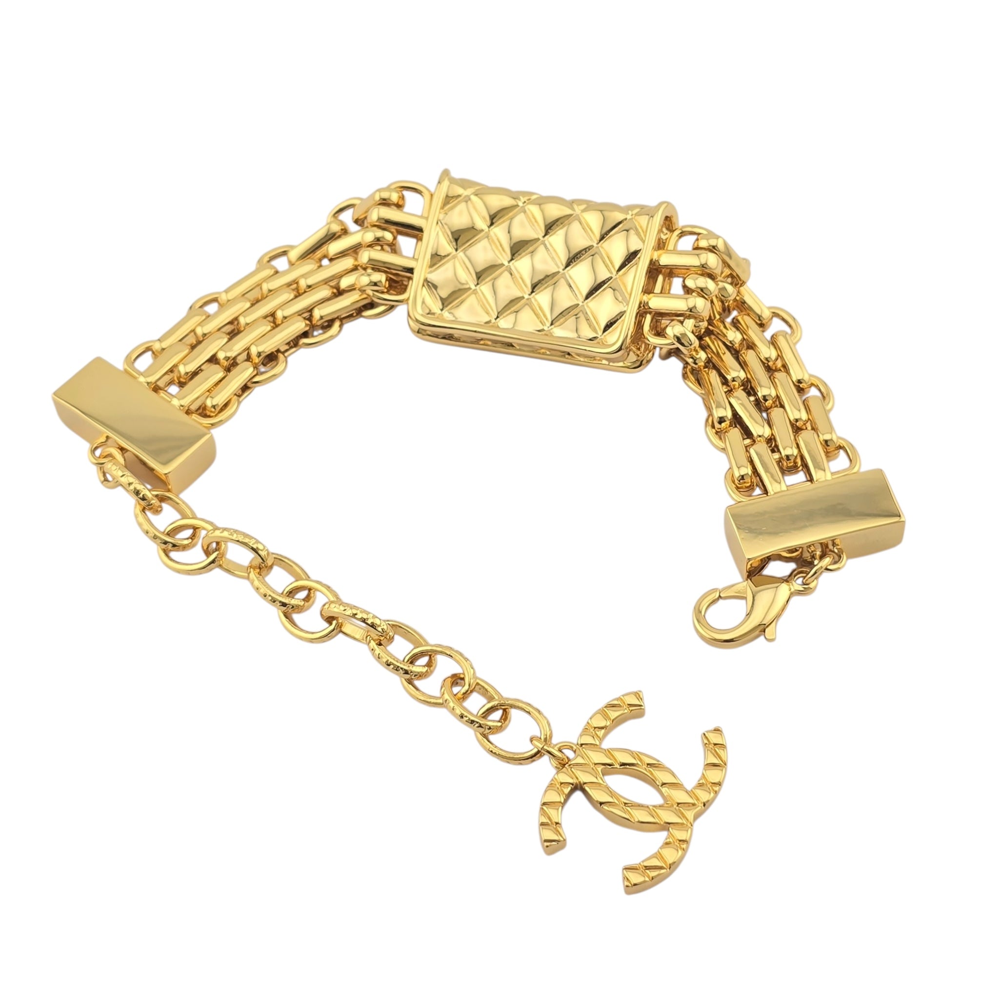 Chanel Metal CC Chain Flap Bag Bracelet Gold B23