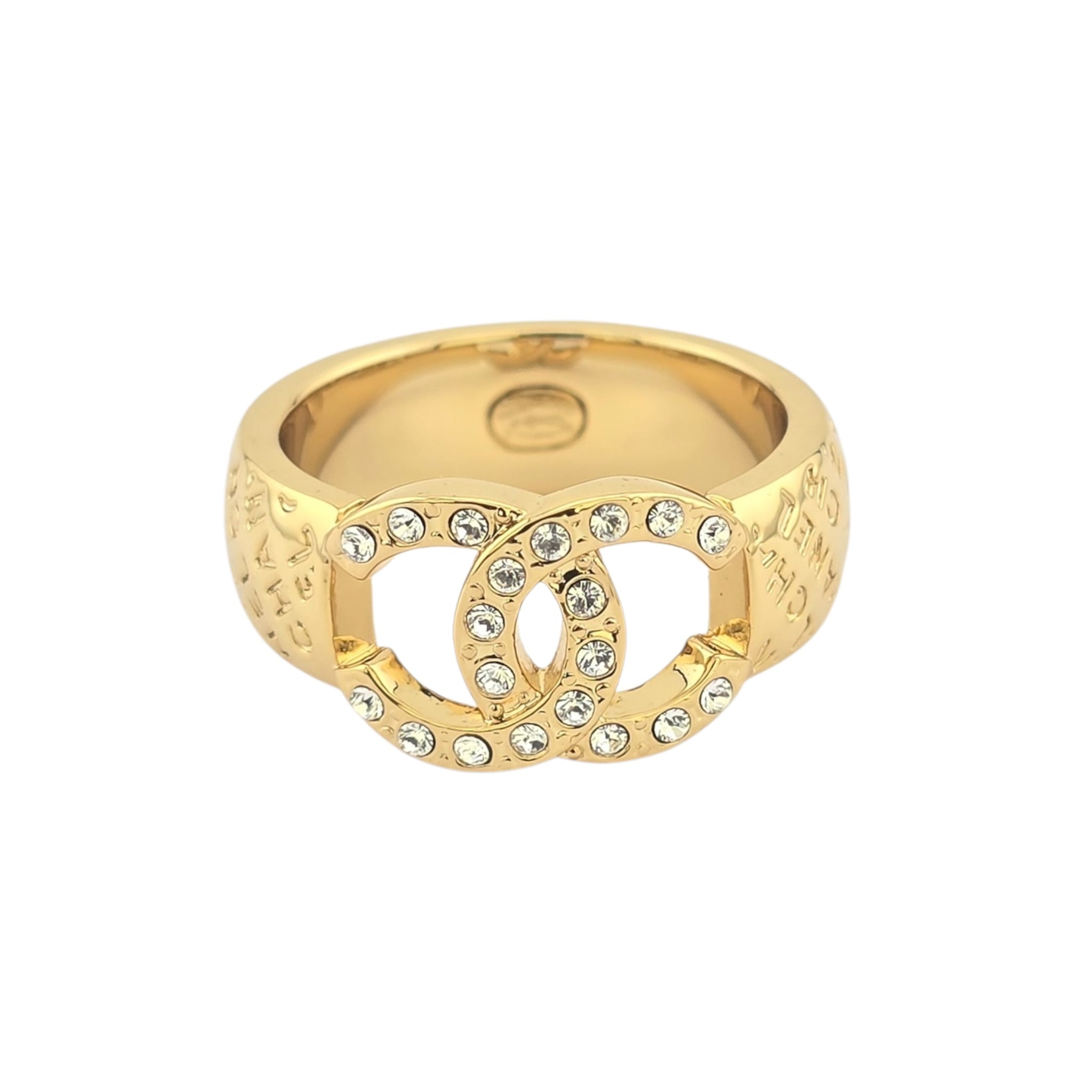 Chanel CC Gold Crystal Ring 2024