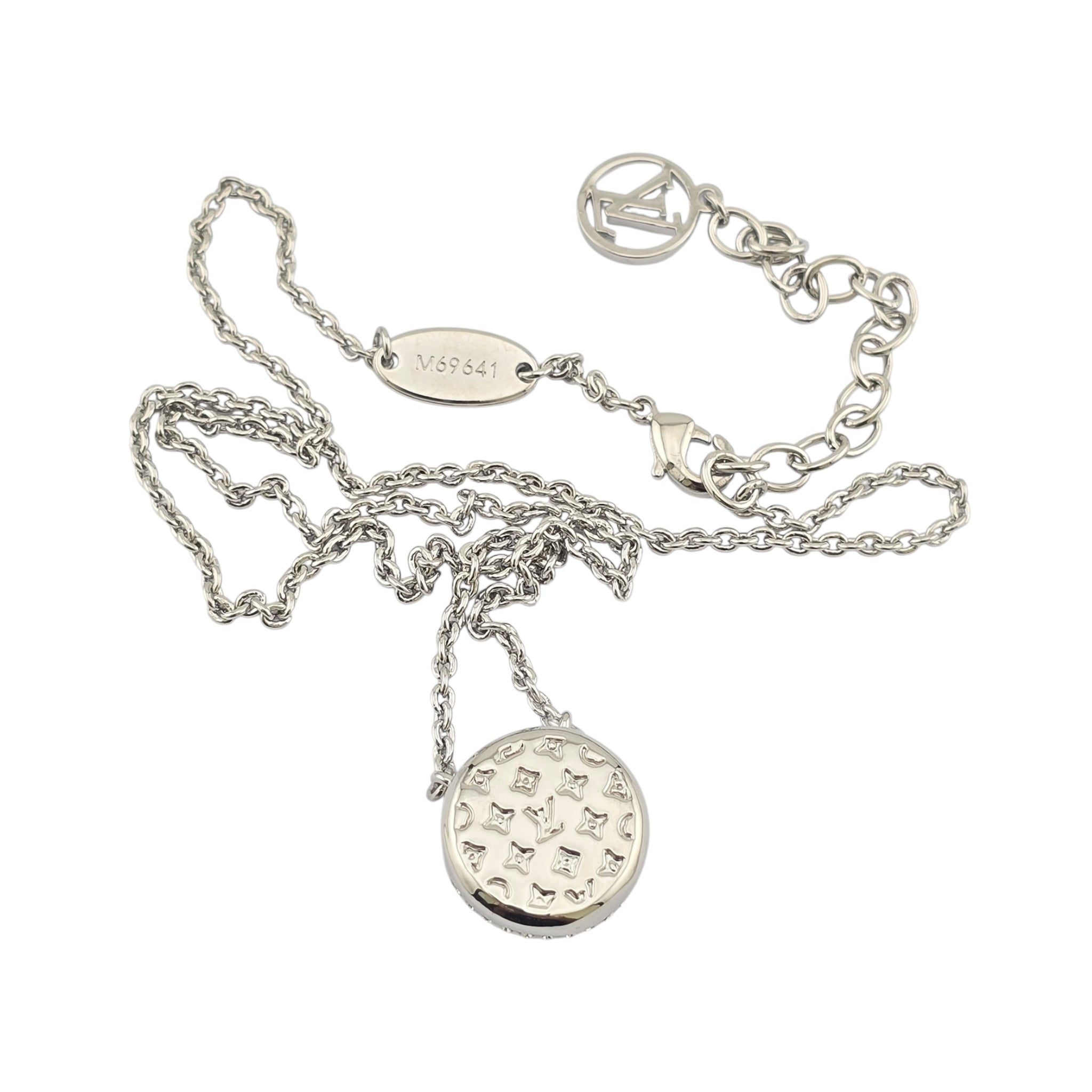 Louis Vuitton L To V Silver Crystal Necklace