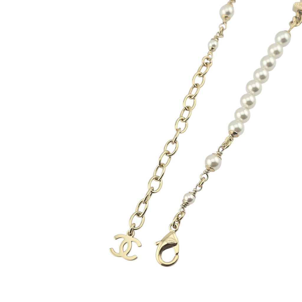 Chanel CC Gold Faux Pearl Necklace 2022 CHANEL