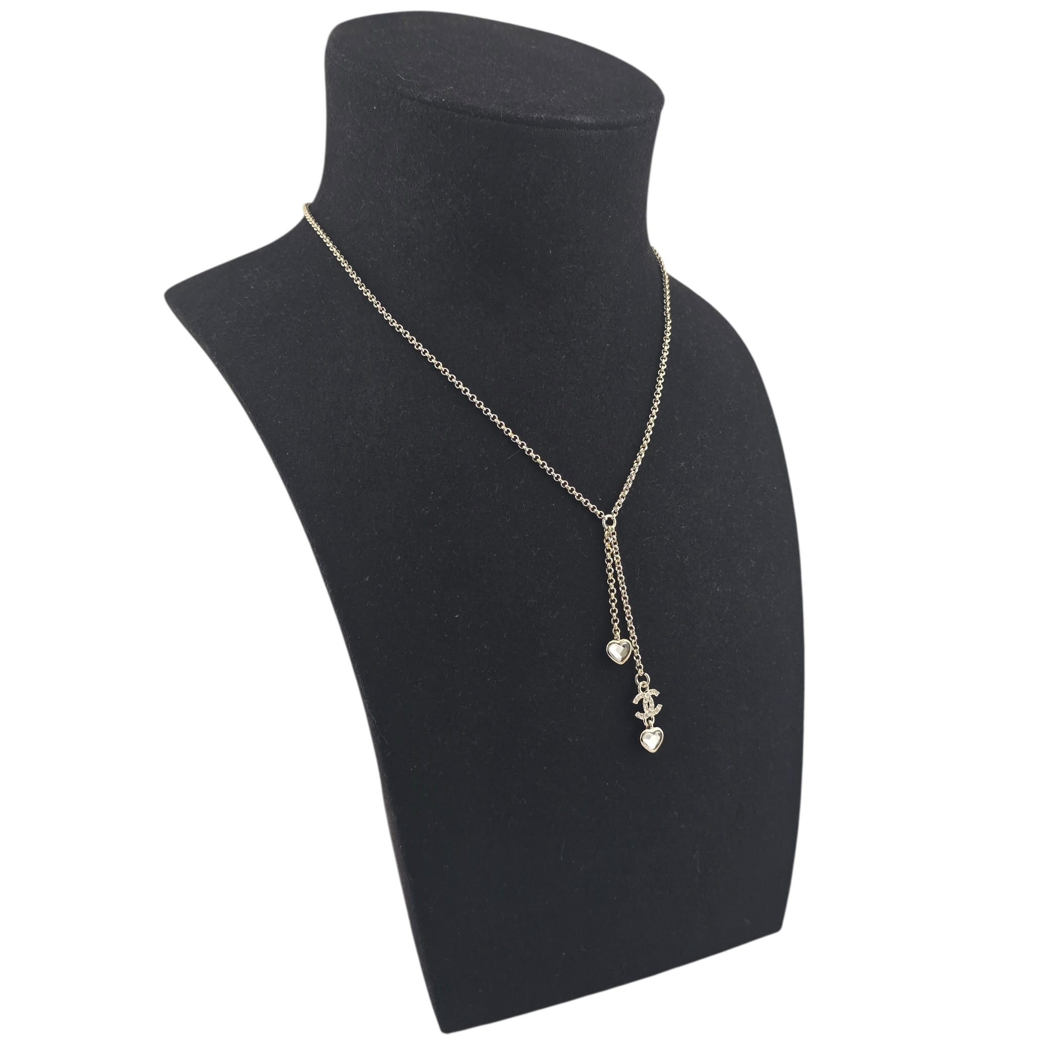 Chanel CC Gold Metal Heart Crystal Necklace 2025 CHANEL