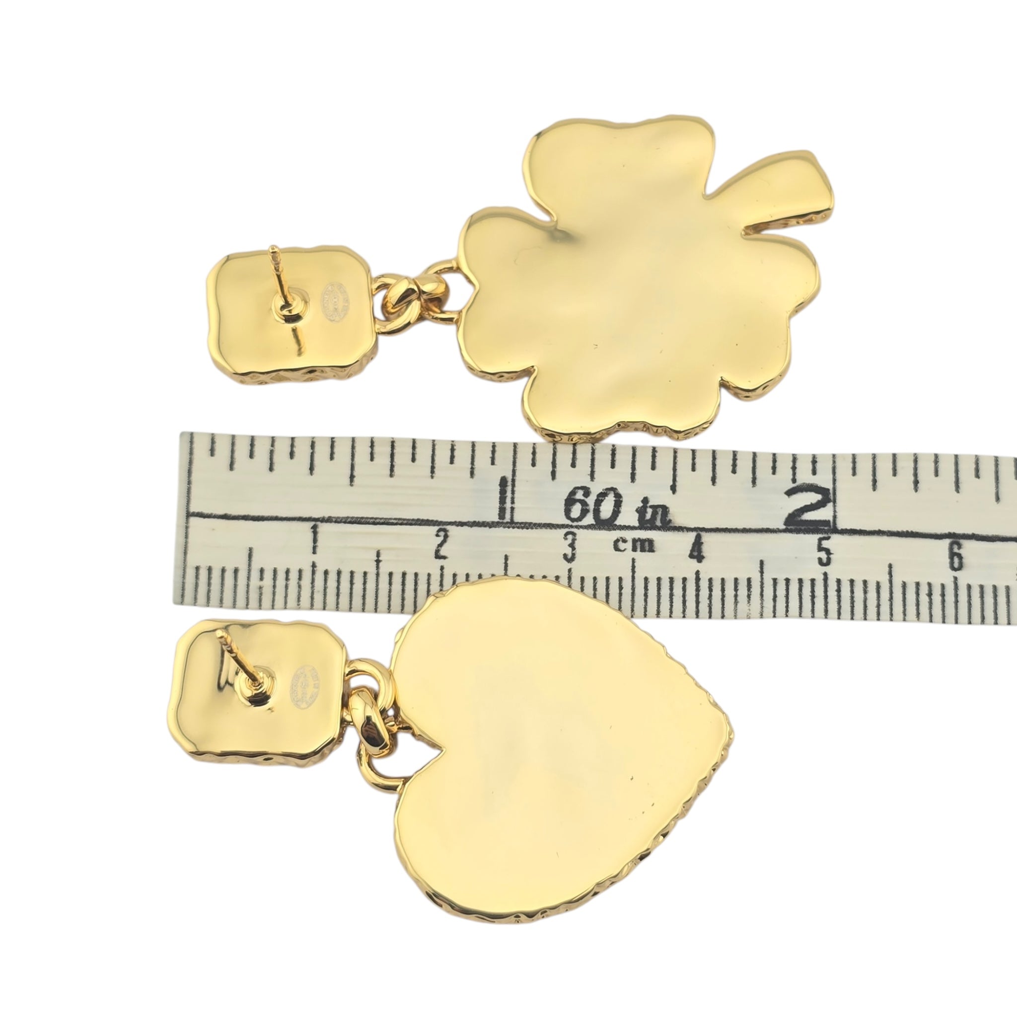 Chanel CC Clover Heart Black Gold Earrings 2024 CHANEL