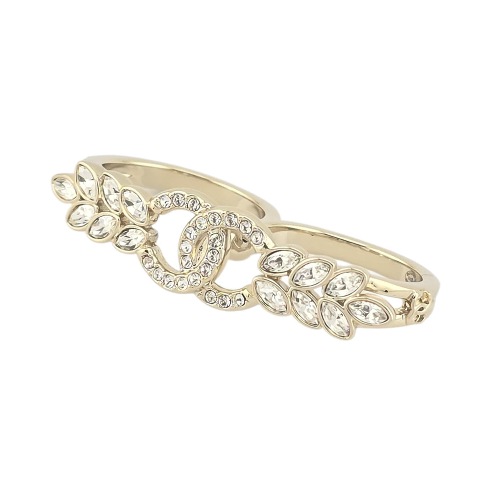 Chanel CC Gold Crystal Floral Ring B23 CHANEL