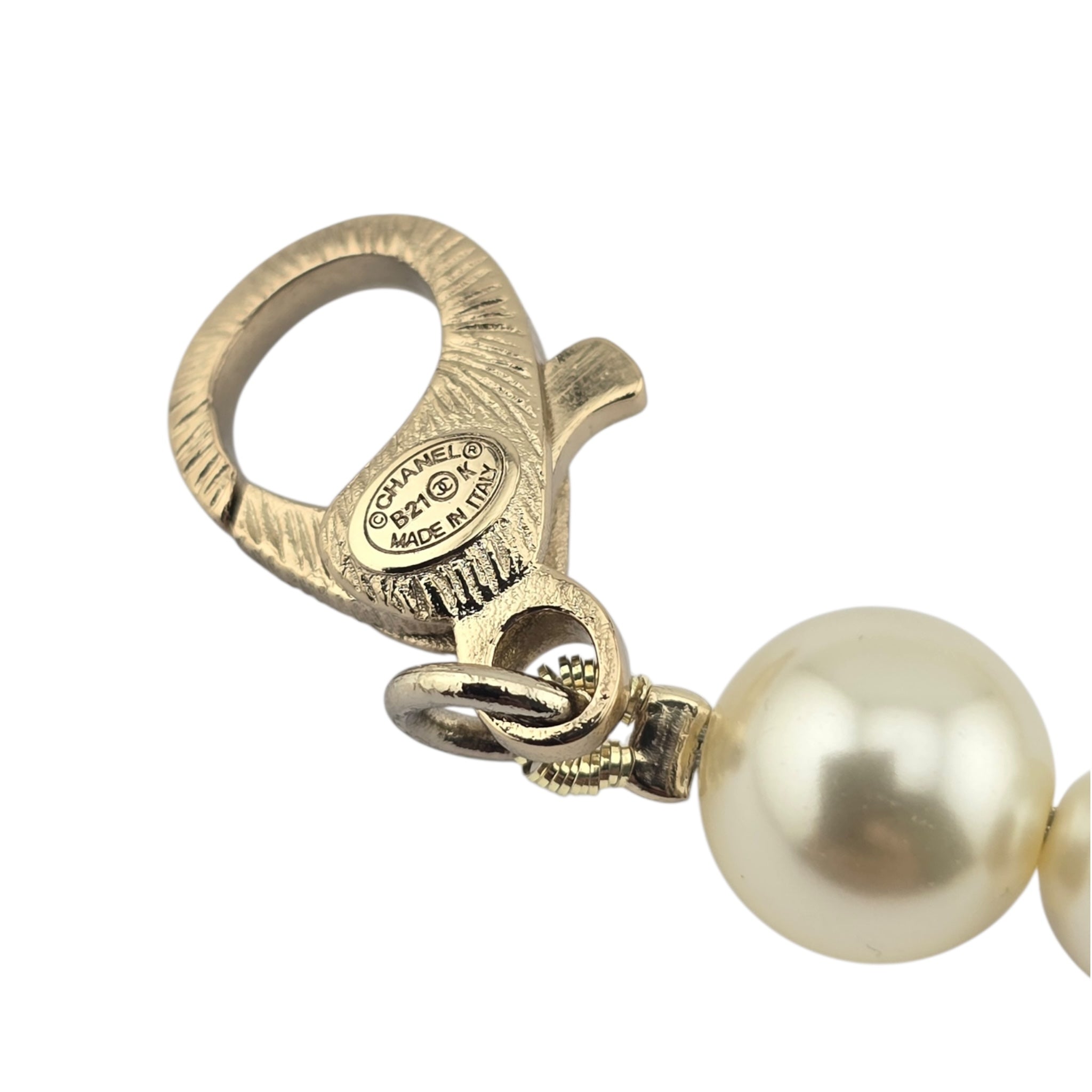 Chanel CC Faux Pearl Crystal Long Floral Necklace 2021 CHANEL