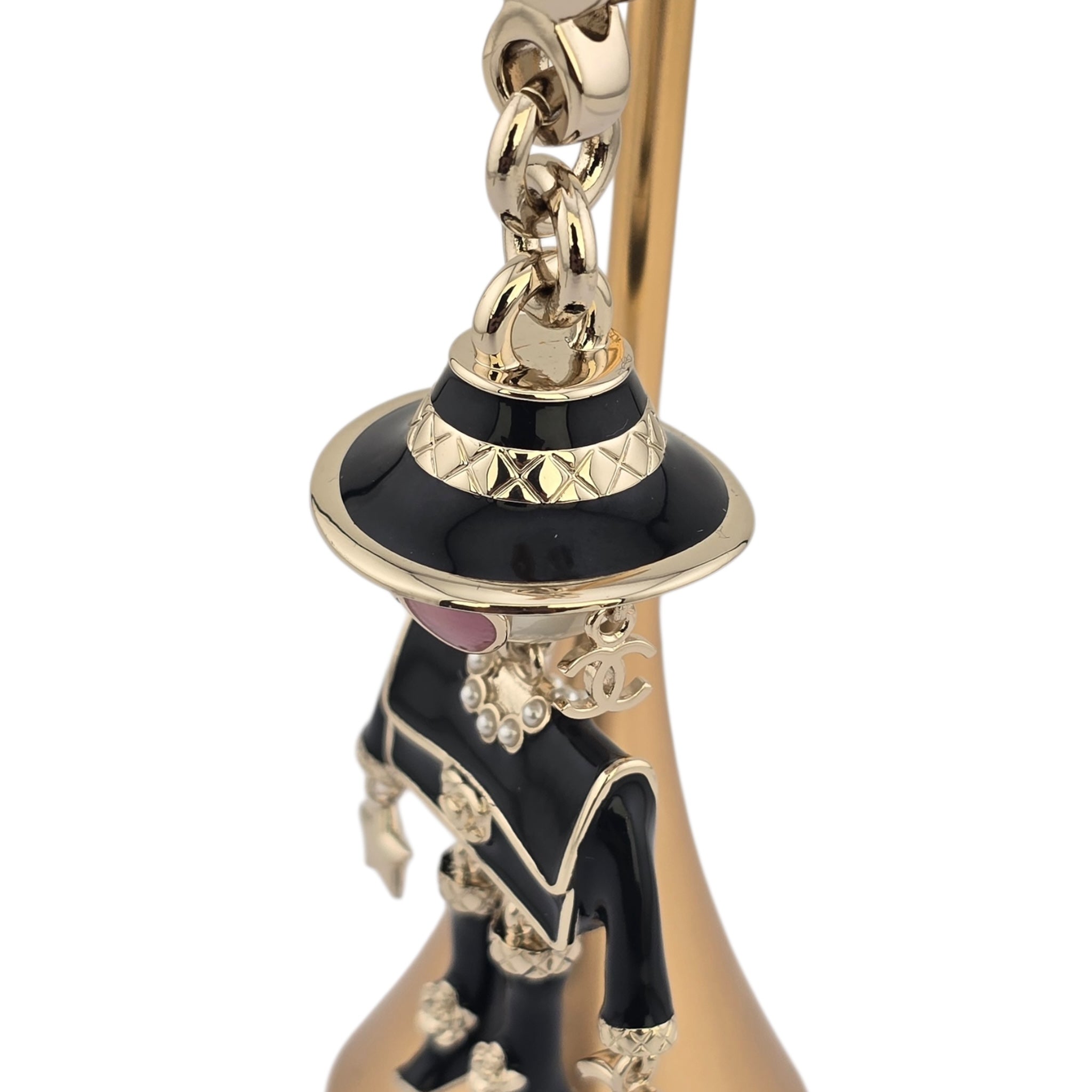 Chanel CC Robot Black Key Ring Bag Charm 25B CHANEL