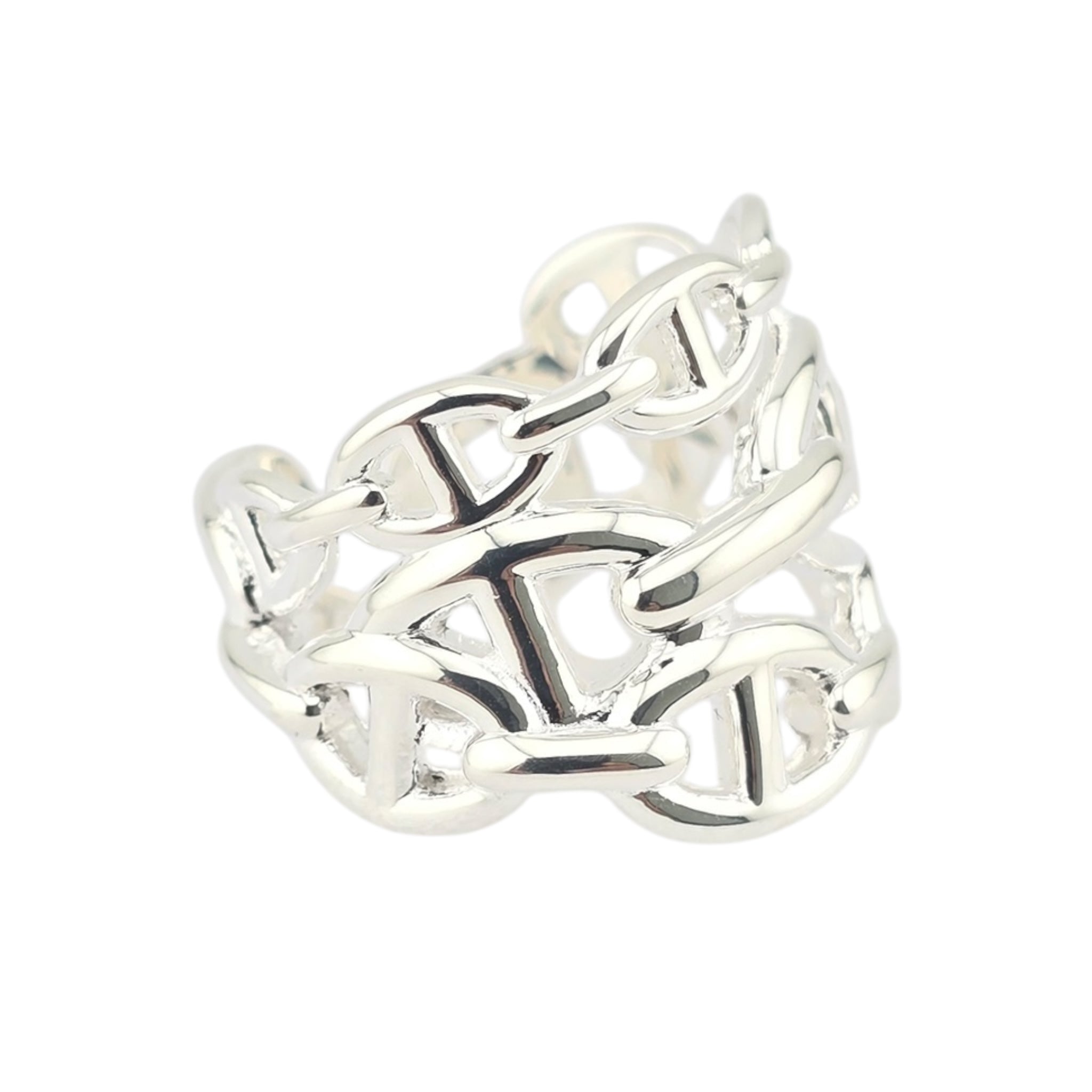 Hermes Chaine d'ancre Enchainee Silver Ring Large Model HERMES