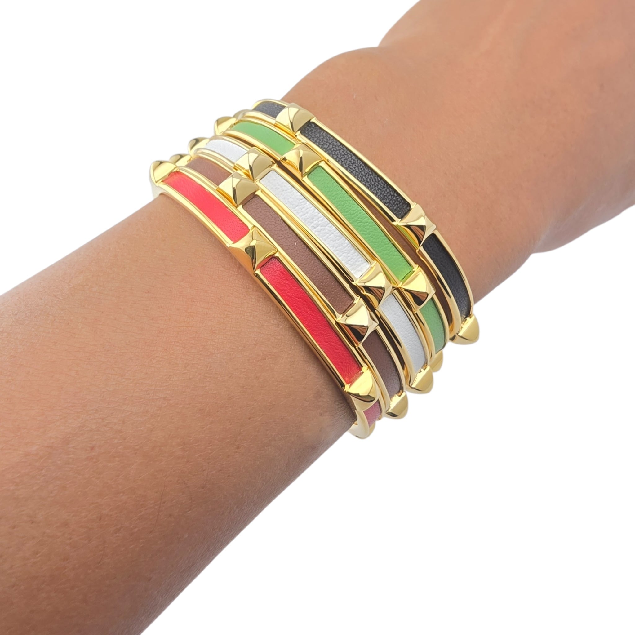 Hermes Athena Brown Gold Leather Bracelet HERMES