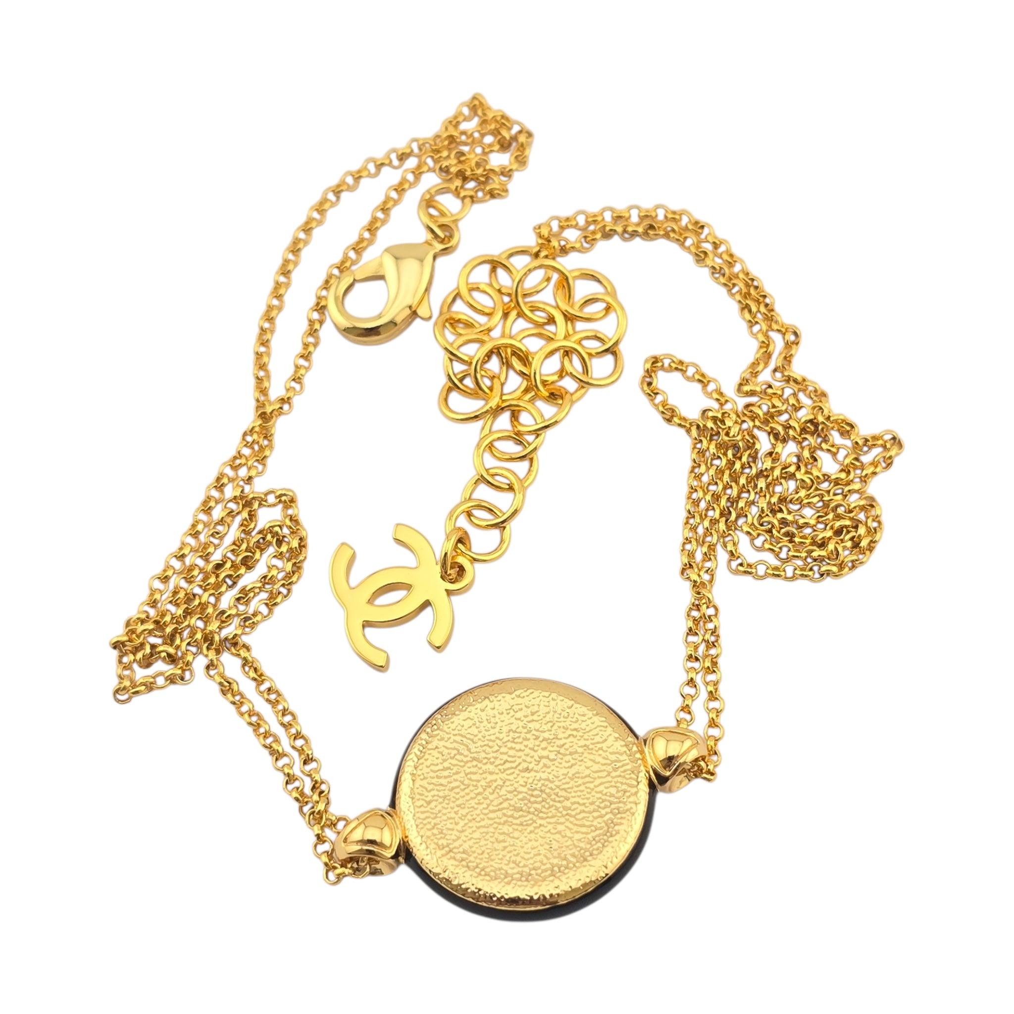 Chanel CC Round Enamel Pendant Choker Necklace 2024 CHANEL