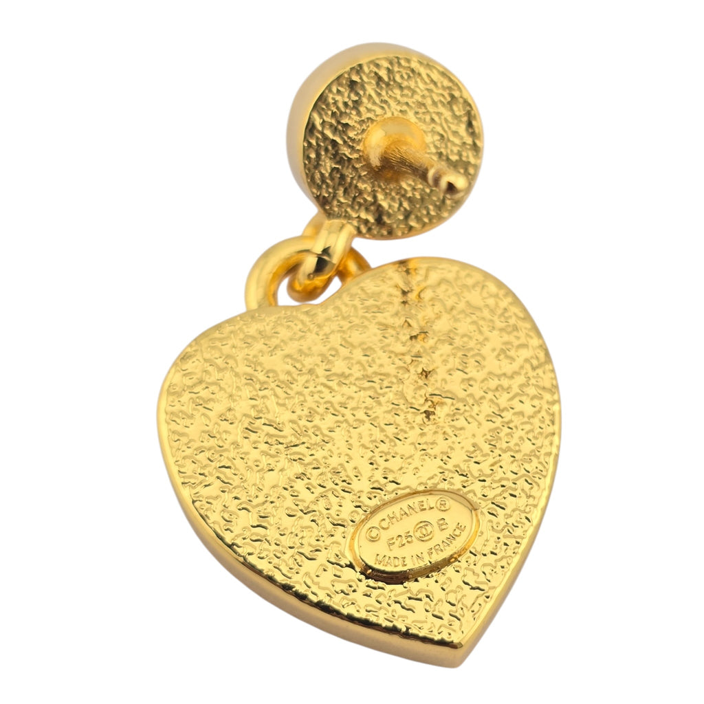 Chanel CC Gold Black Heart Drop Earrings 2025 CHANEL