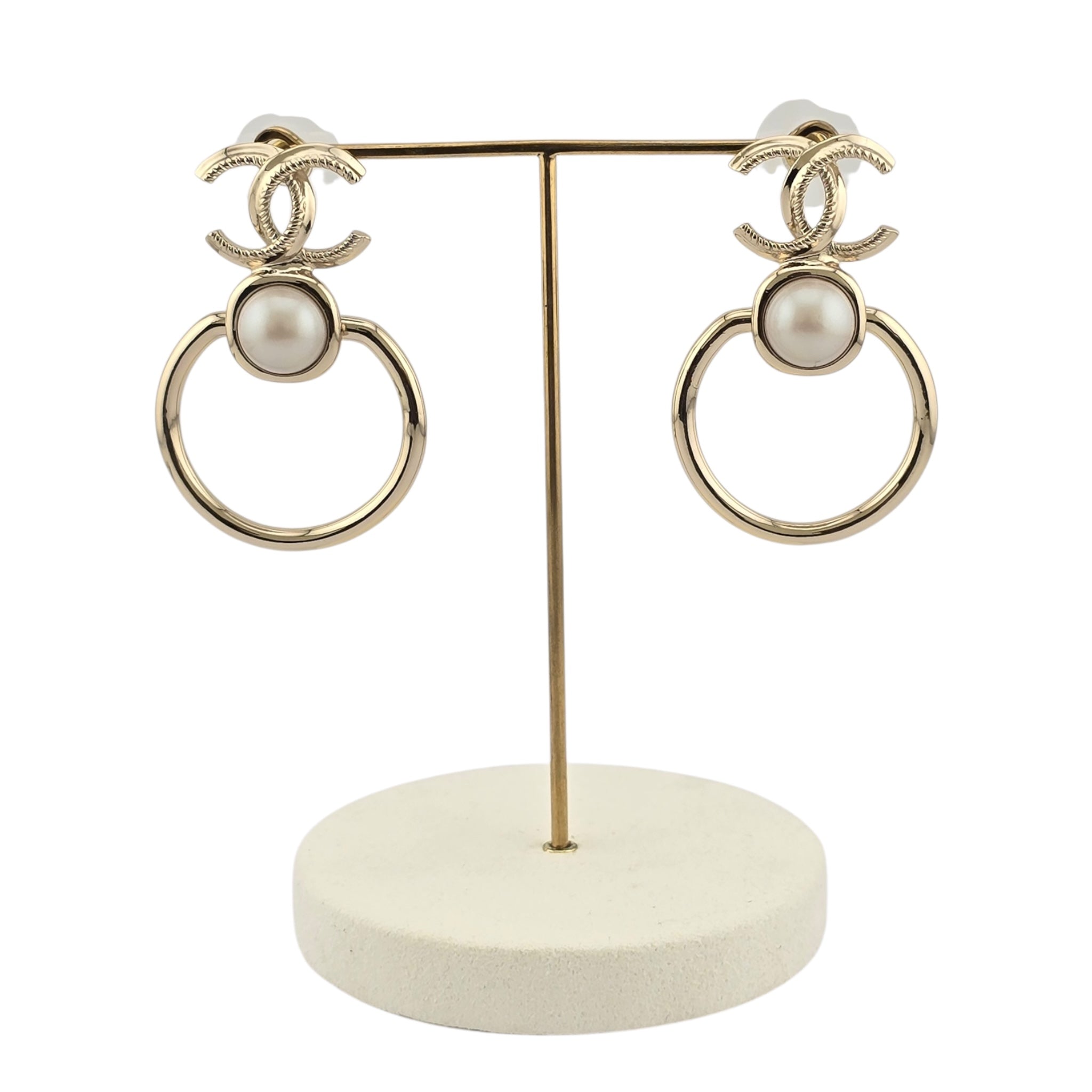 Chanel CC Gold Faux Pearl Earrings 2022 CHANEL