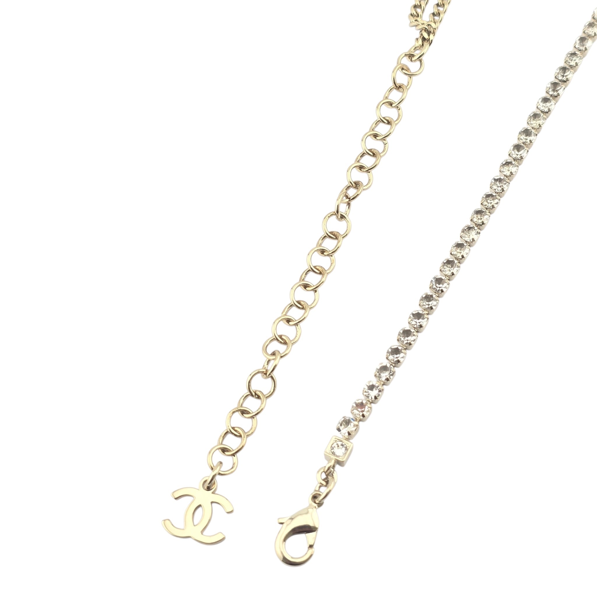 Chanel Crystal Star Heart CC Pendant Necklace Gold 2023 CHANEL