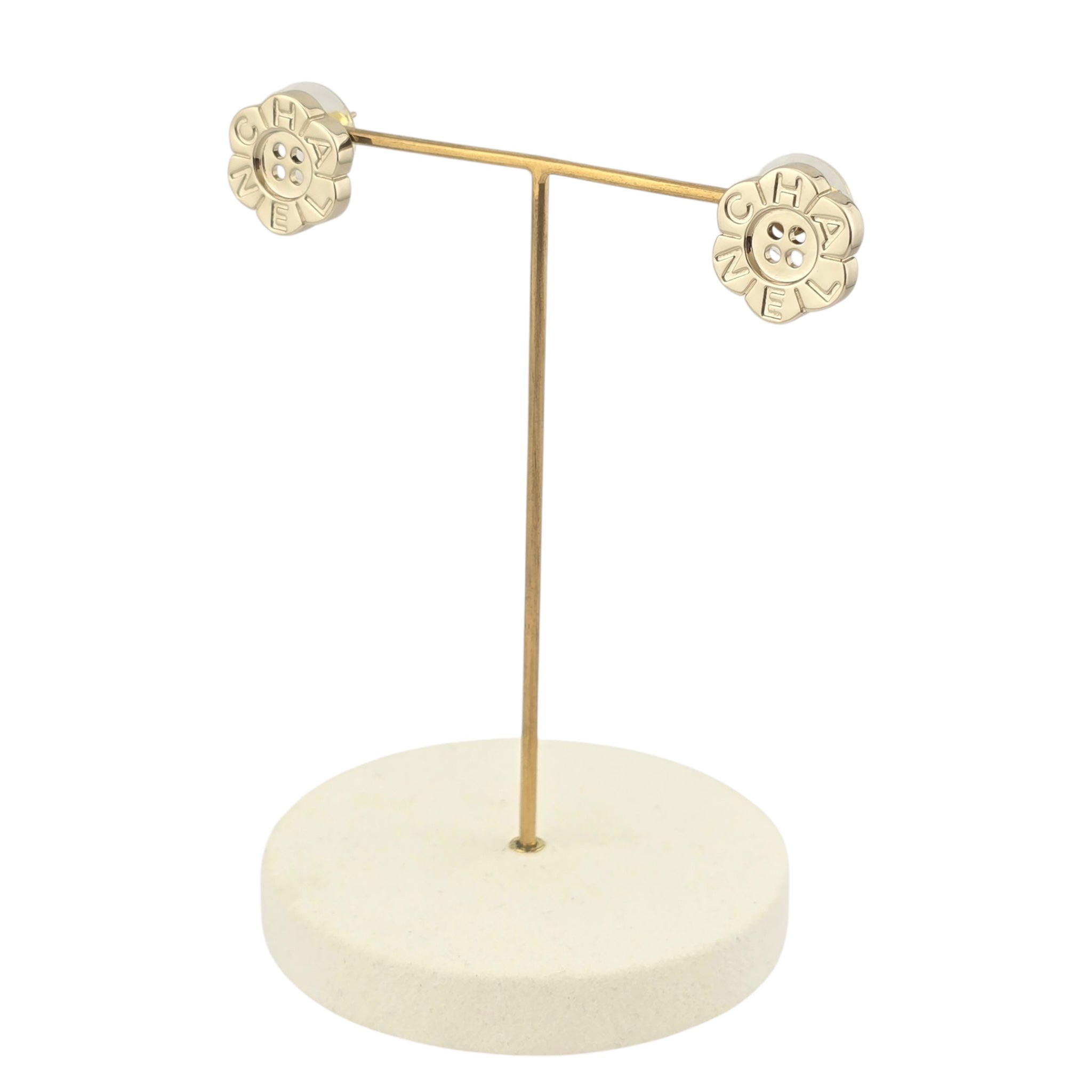 Chanel Logo Button Gold Earrings 2025 CHANEL