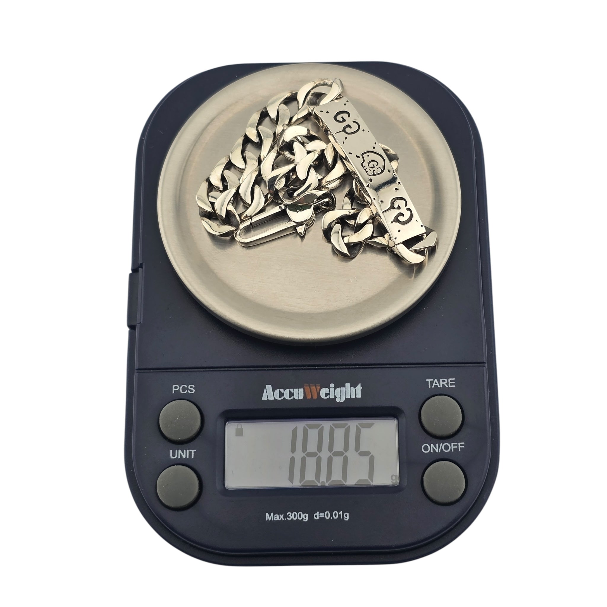 GUCCI Sterling Silver Ghost Bar Plate Link Bracelet GUCCI