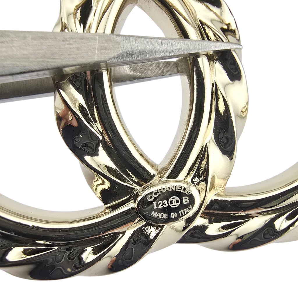 Chanel CC Gold Metal Crystal Brooch 2023 CHANEL