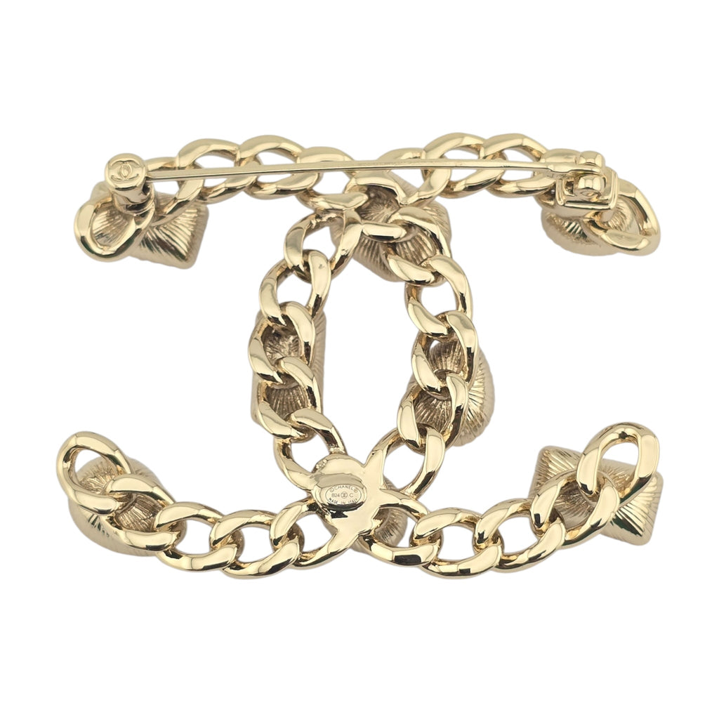 Chanel CC Gold Crystal Brooch 2024 CHANEL