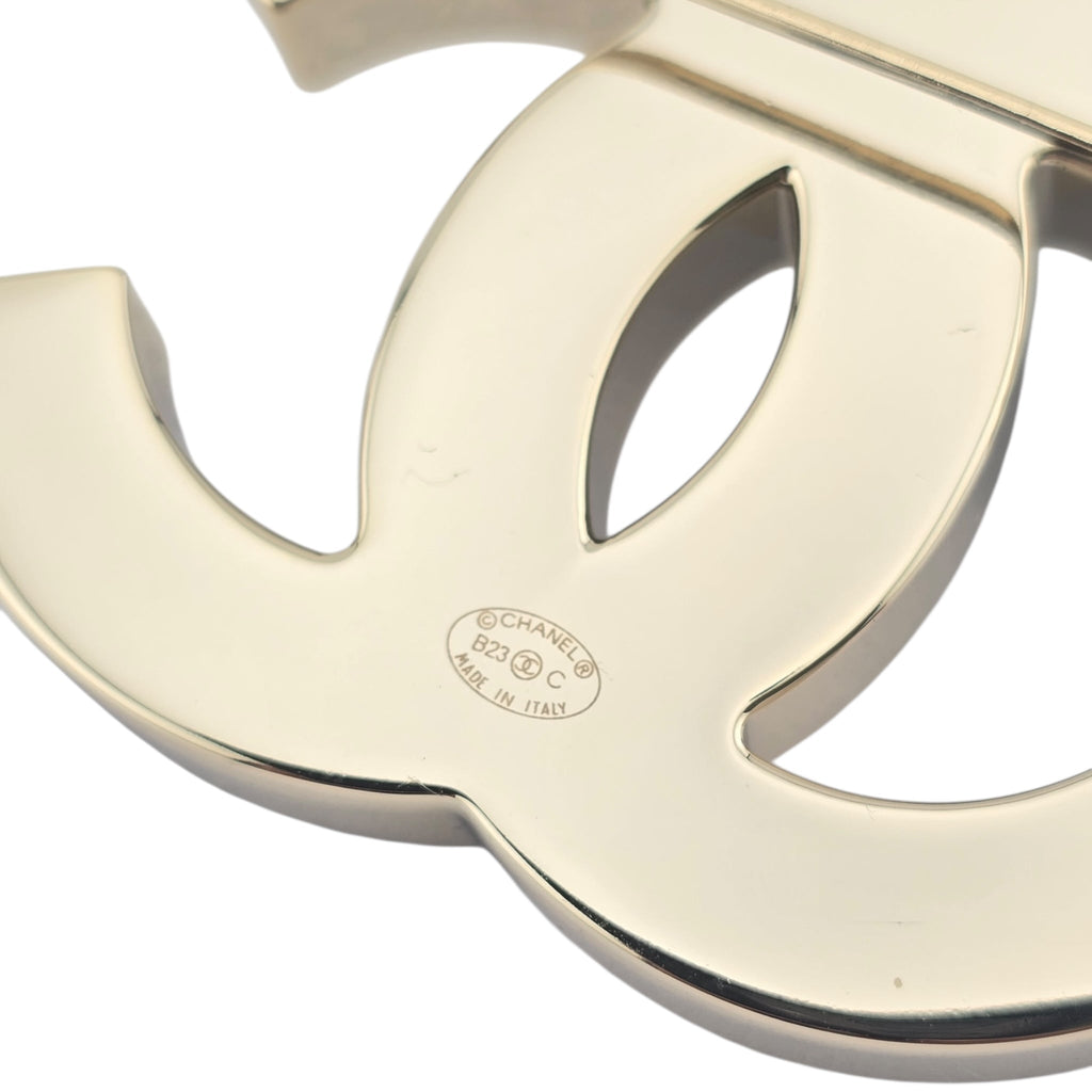 Chanel CC White Black Resin Gold Brooch 2023 CHANEL