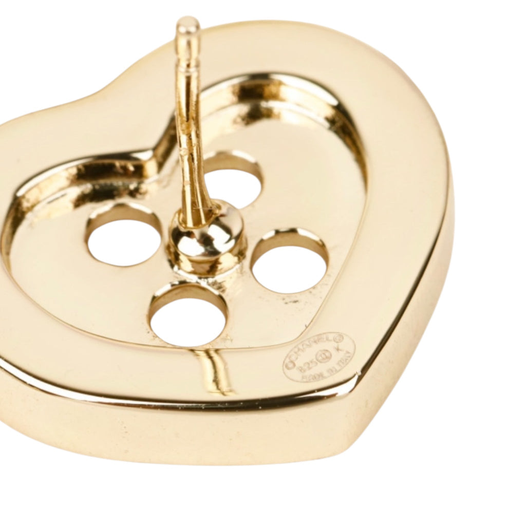 Chanel Logo Heart Button Gold Earrings 2025 CHANEL