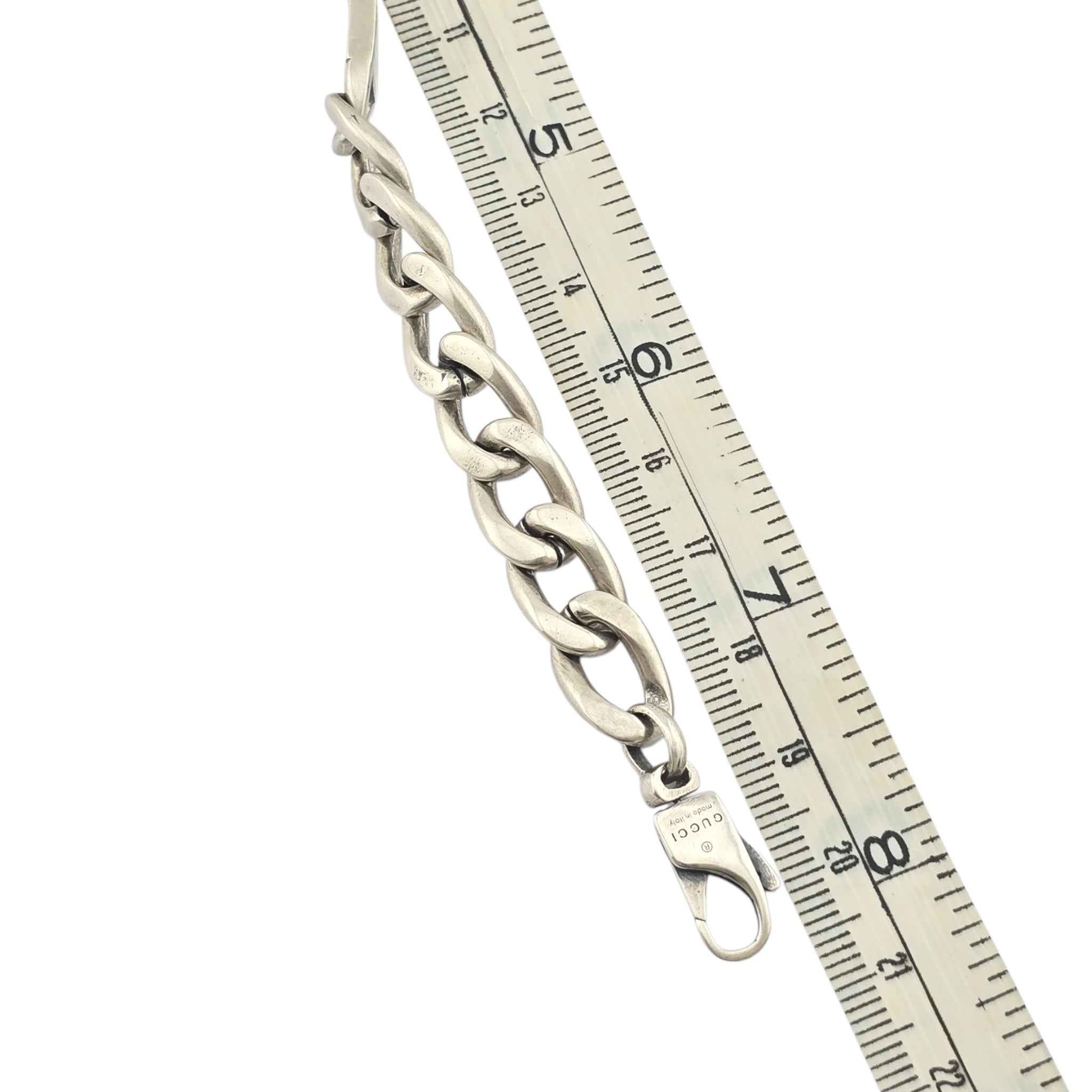 Gucci Silver Green Enamel Logo Bracelet GUCCI