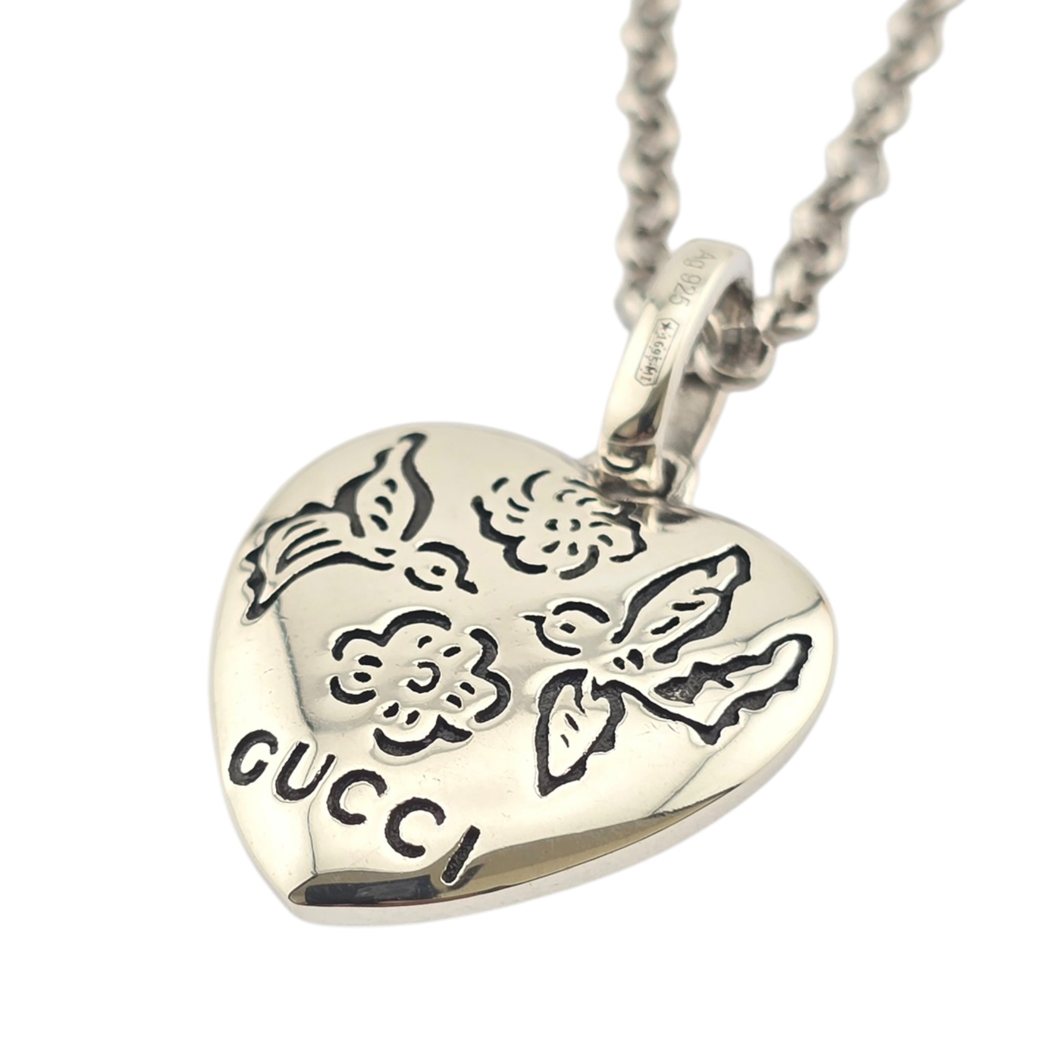 GUCCI Blind For Love Heart Sterling Silver Necklace GUCCI