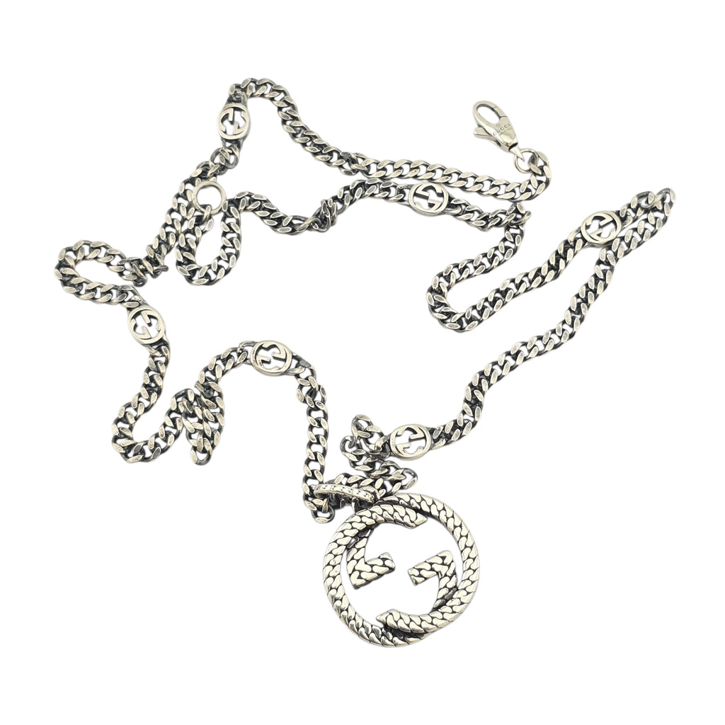 GUCCI GG Interlocking Silver Necklace 50cm GUCCI