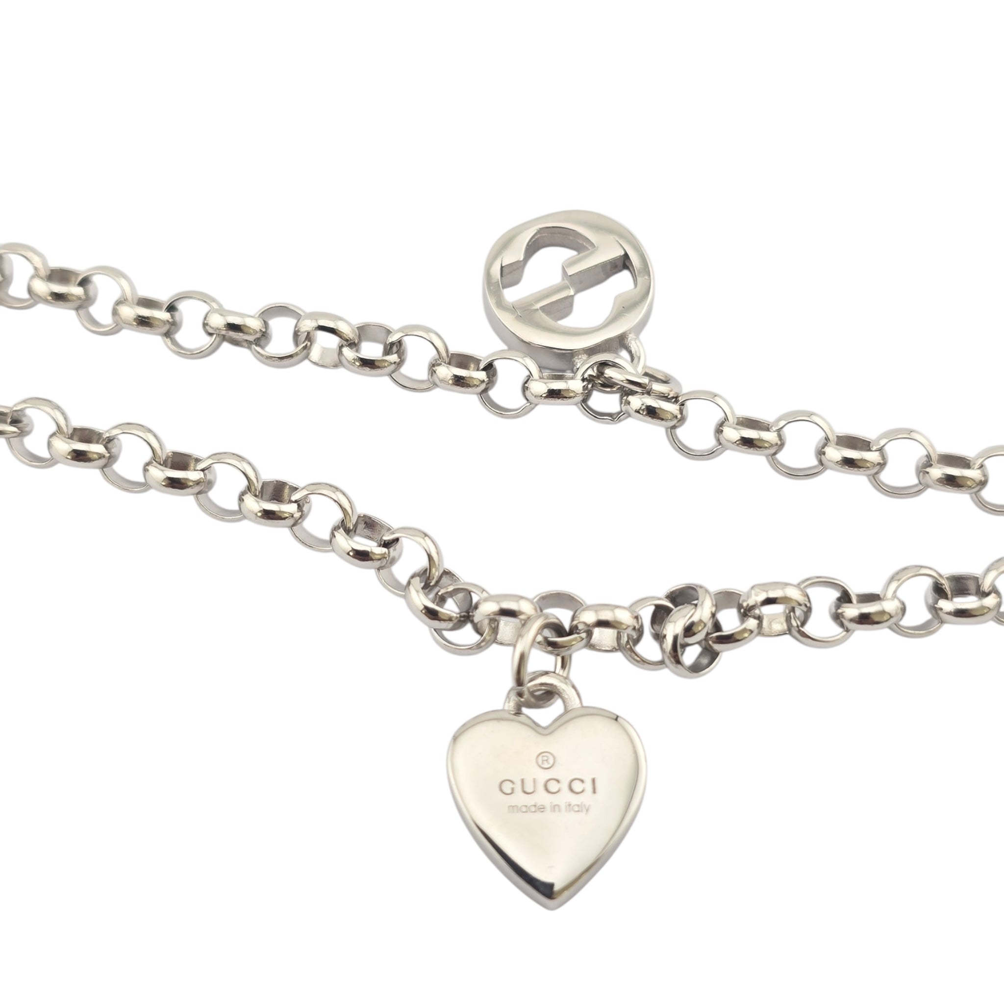 GUCCI GG Trademark Sterling Silver Charm Bracelet GUCCI