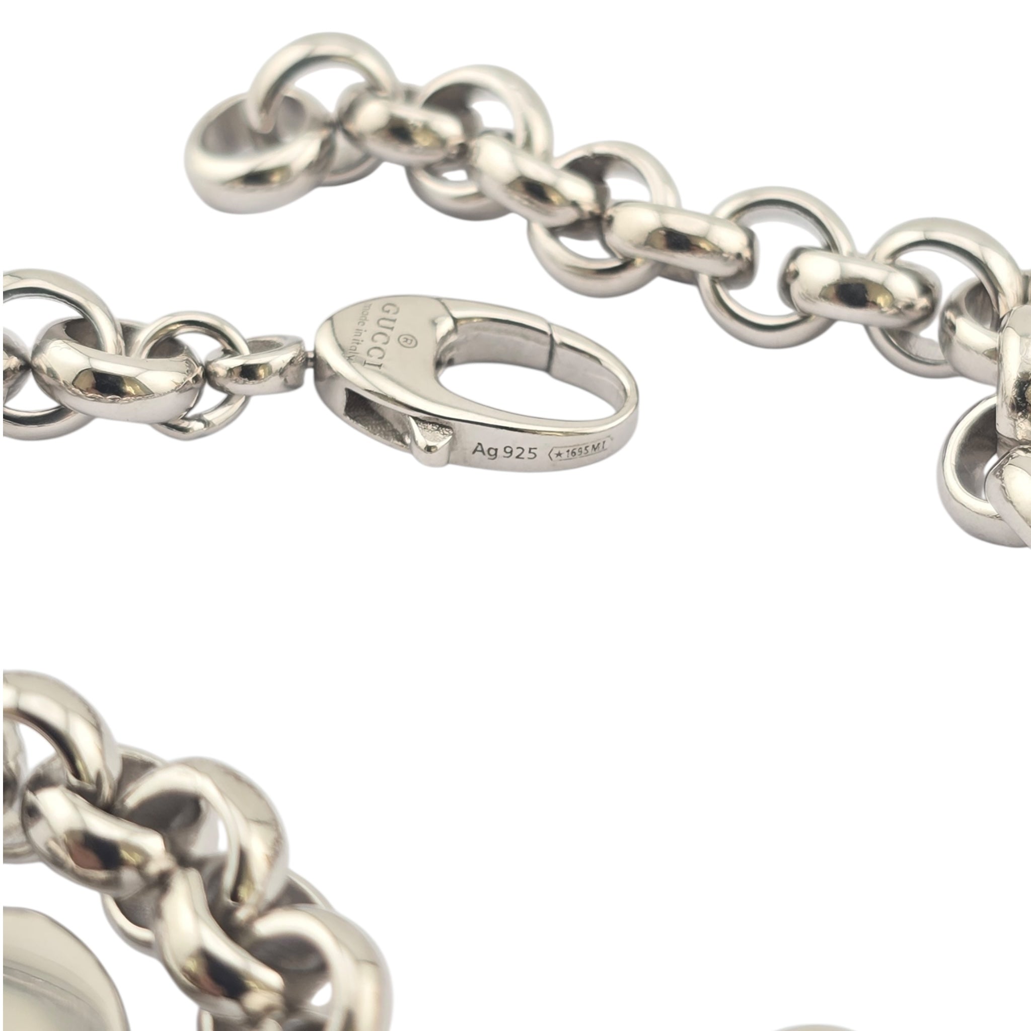 GUCCI Trademark GG Sterling Silver Charm Bracelet GUCCI