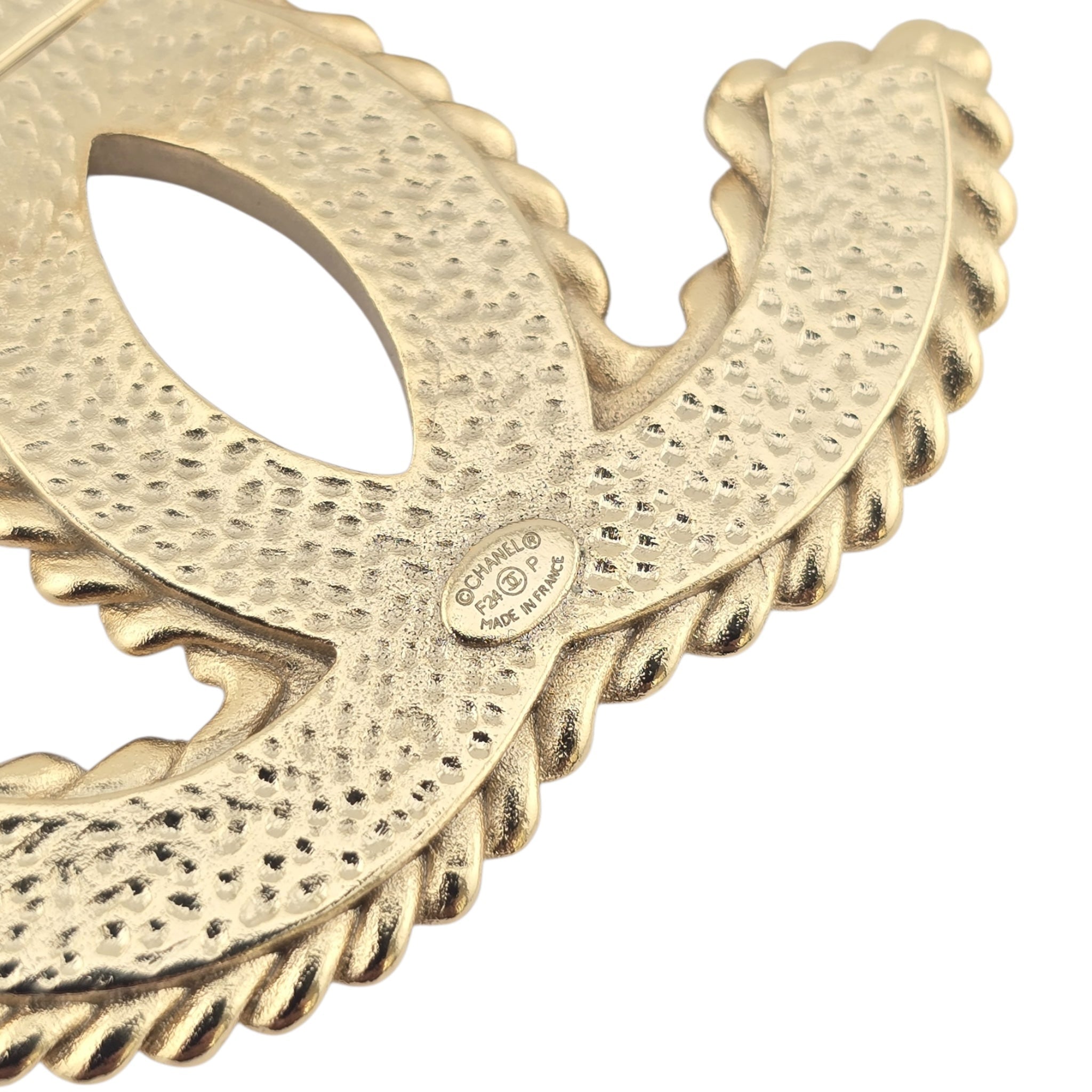 Chanel CC Black Enamel Gold Brooch 2024 CHANEL