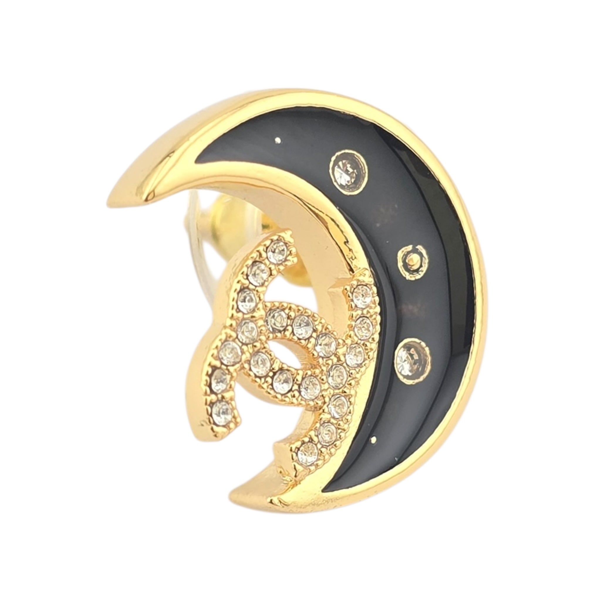 Chanel CC Black Gold Moon Earrings 2025 CHANEL