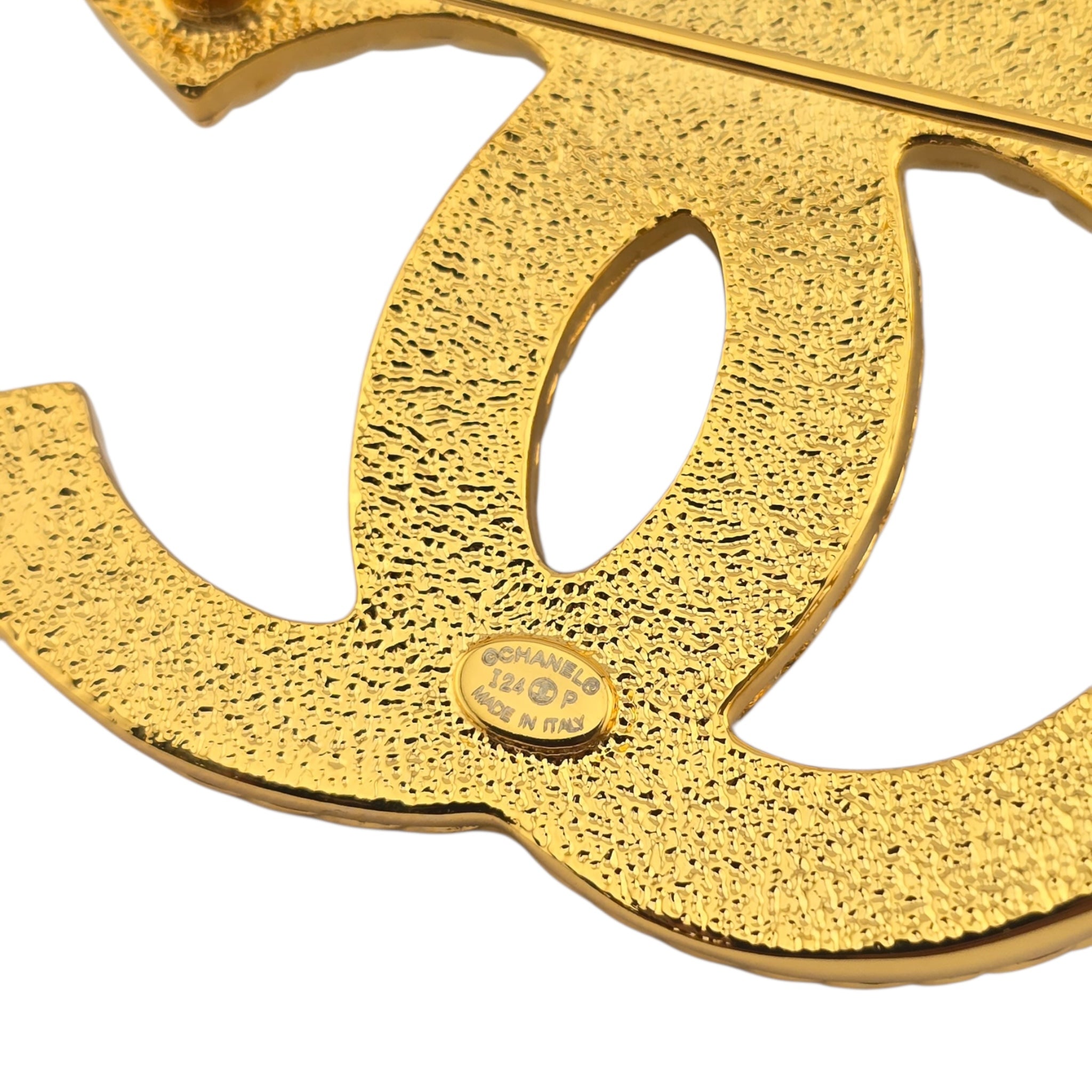 Chanel CC Gold Metal Denim Enamel Brooch CHANEL