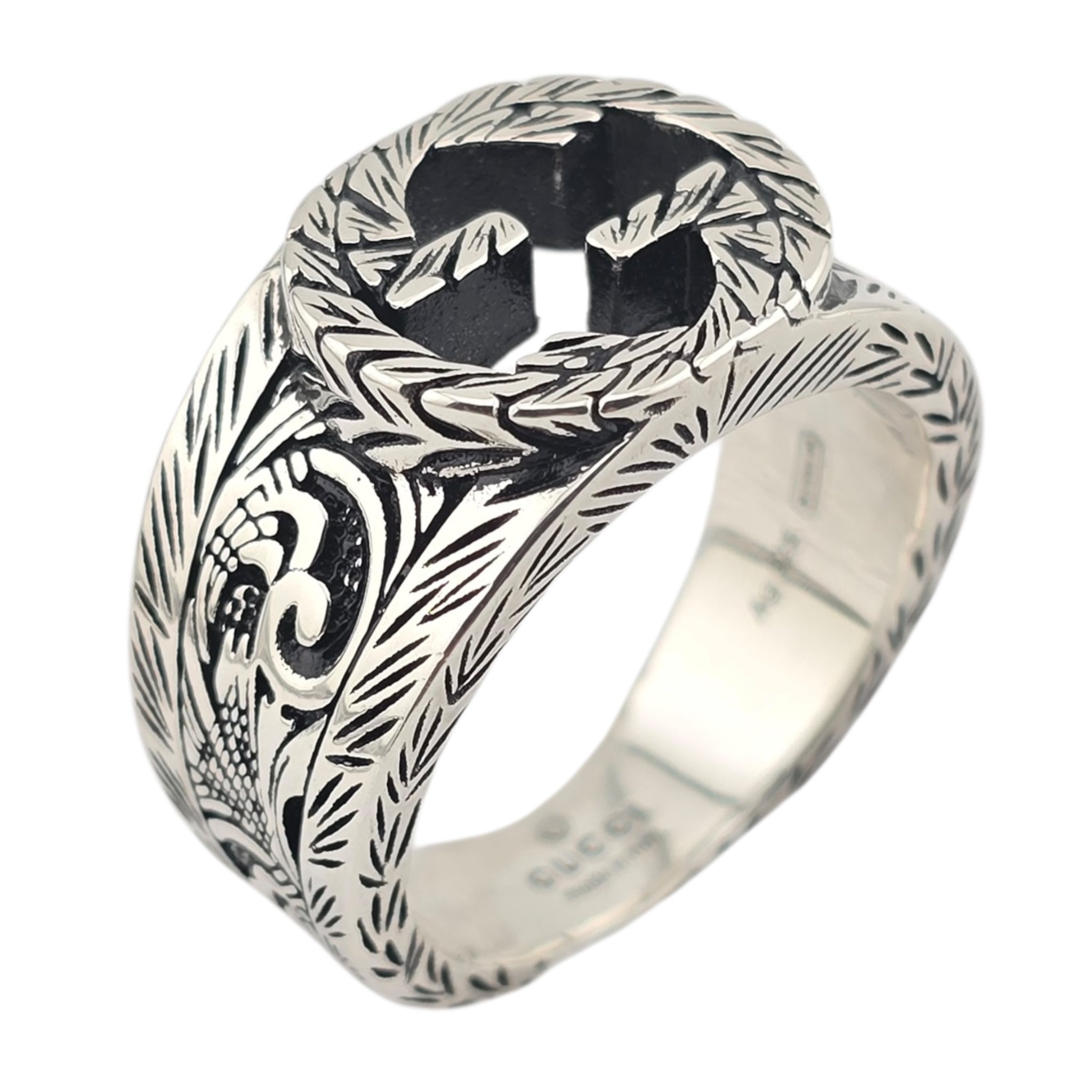 GUCCI Interlocking GG Paisley Silver Ring GUCCI