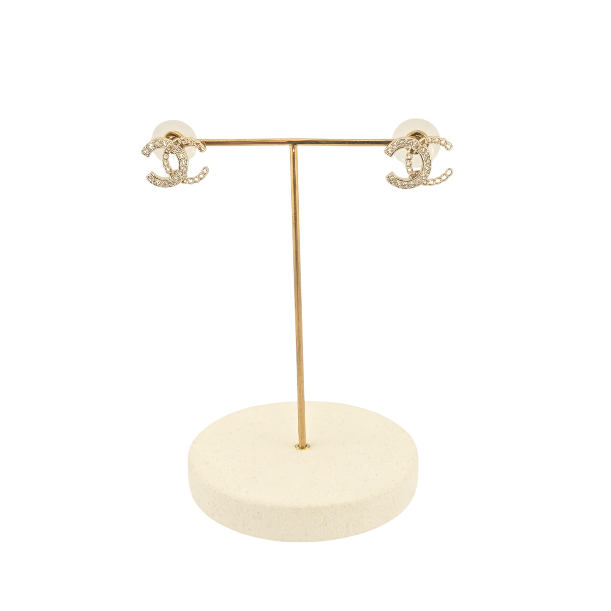 Chanel CC Crystal Earrings Gold 2025 CHANEL