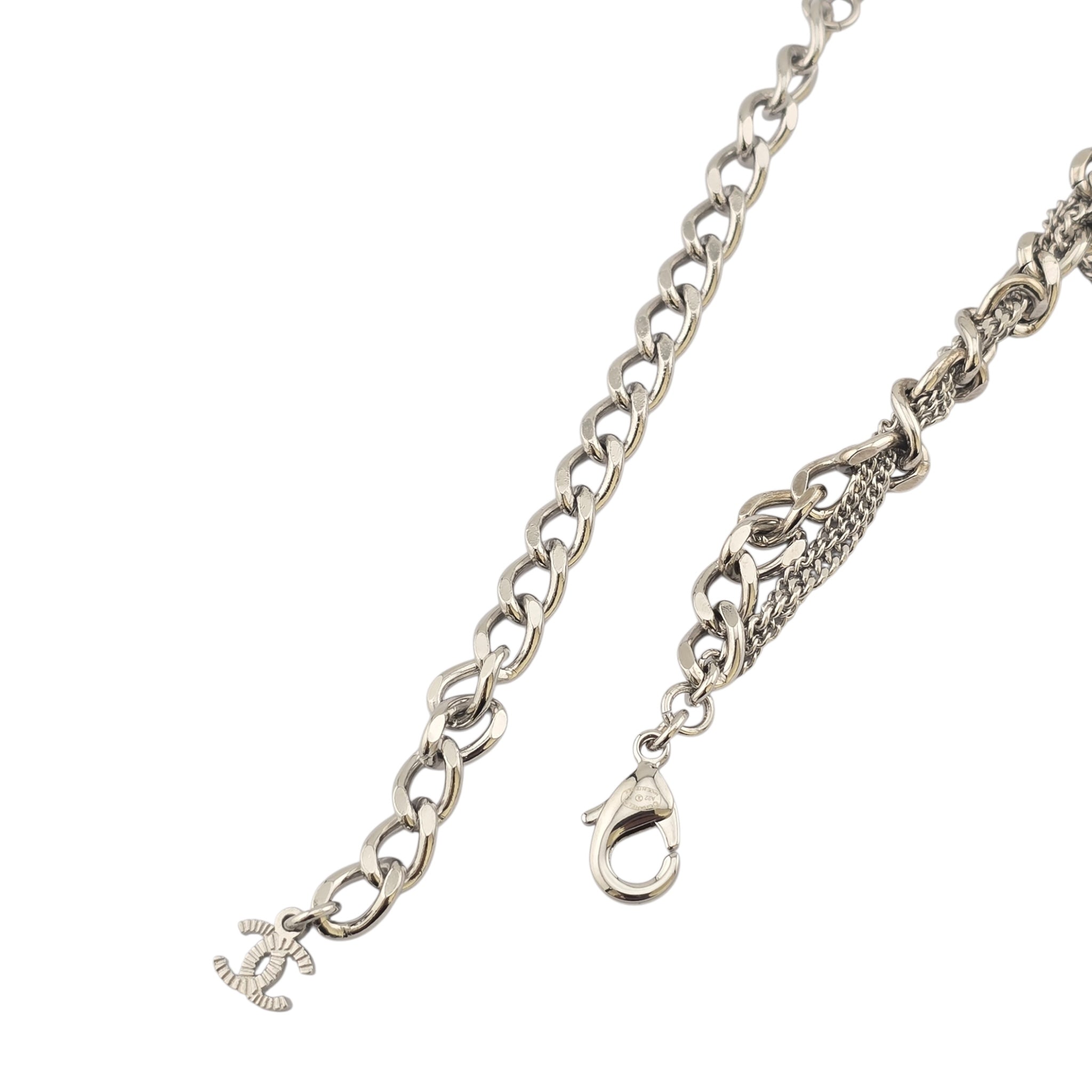 ChanelCC Tangled Multi Chain Choker Necklace Metal with Crystals CHANEL