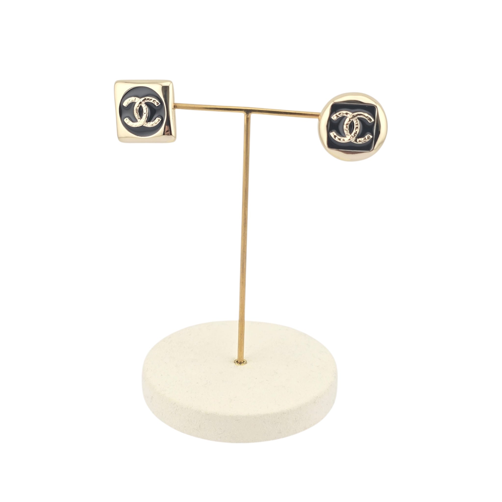 Chanel CC Gold Dark Blue Stud Earrings 2026 CHANEL