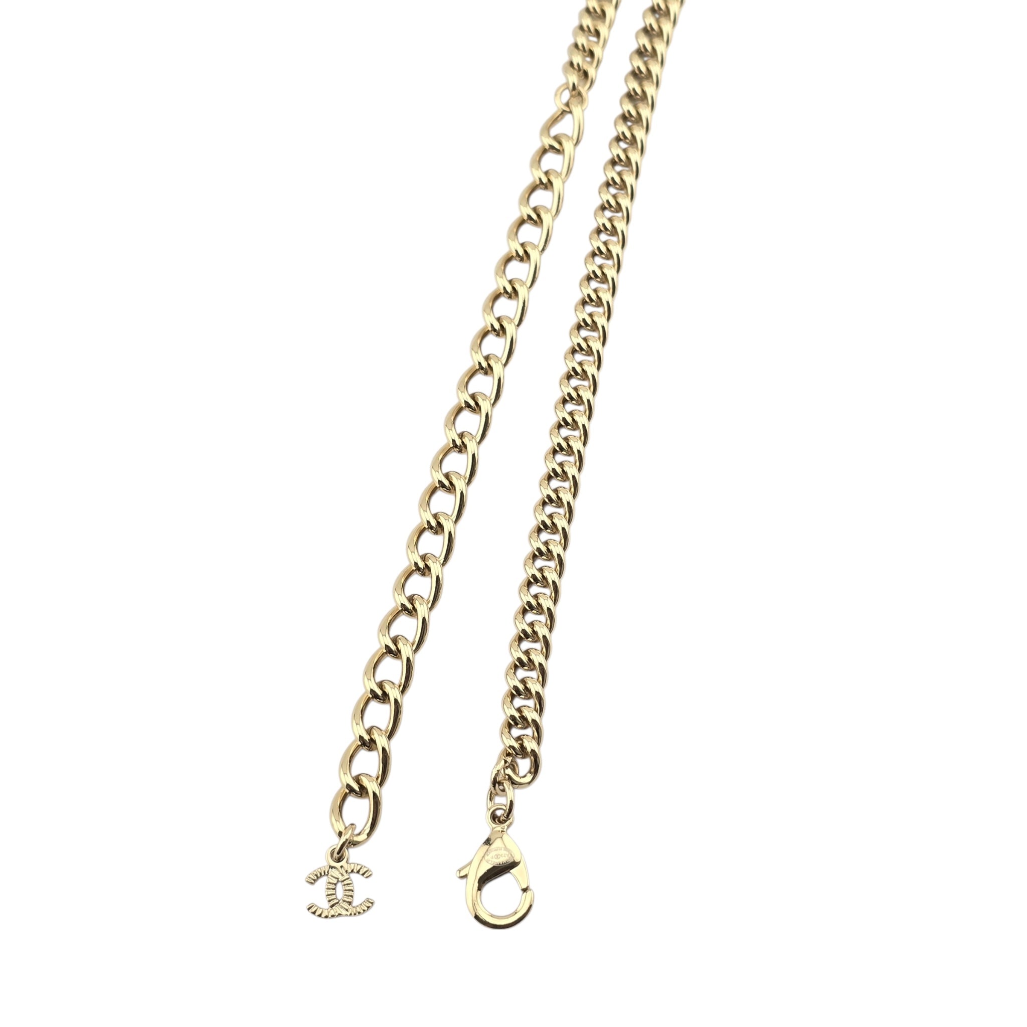 Chanel CC Crystal Pendant Gold Necklace 2023