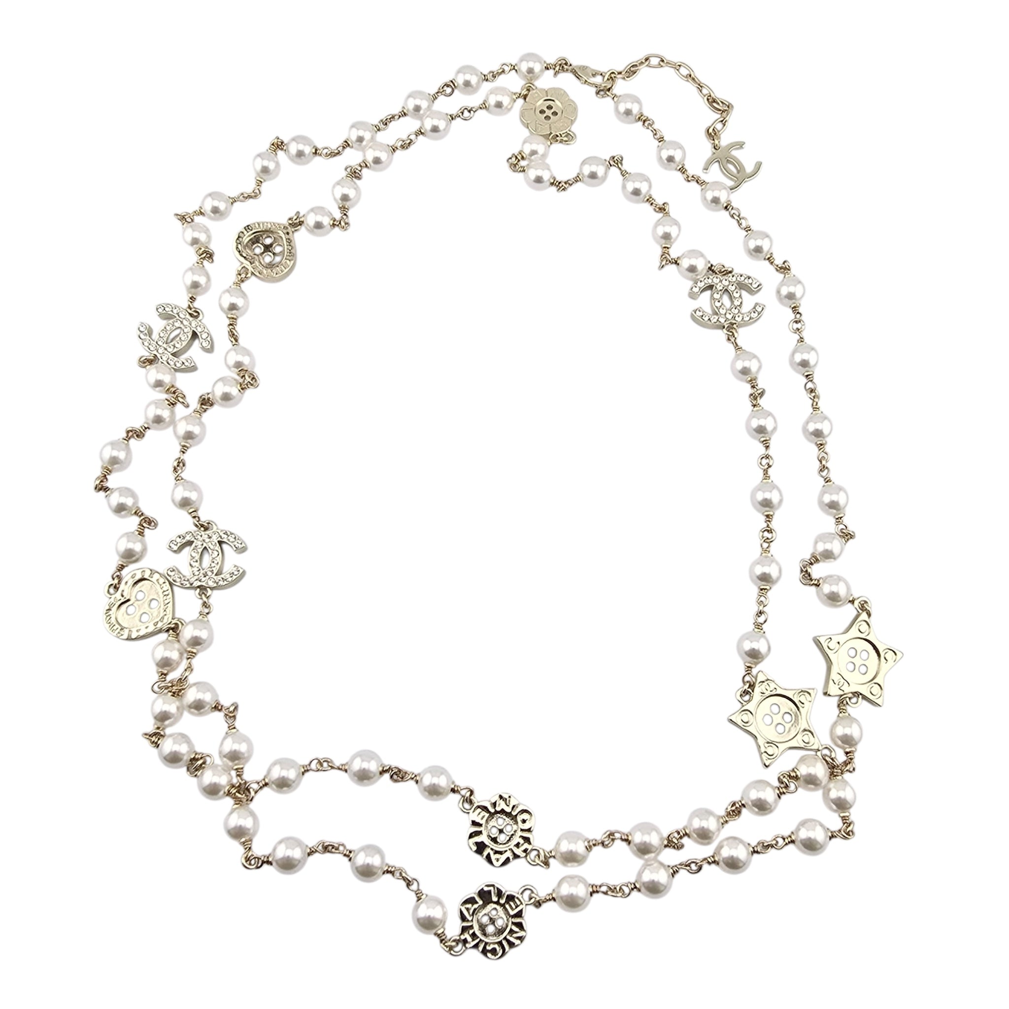 Chanel CC Faux Pearl Gold Long Necklace 2026