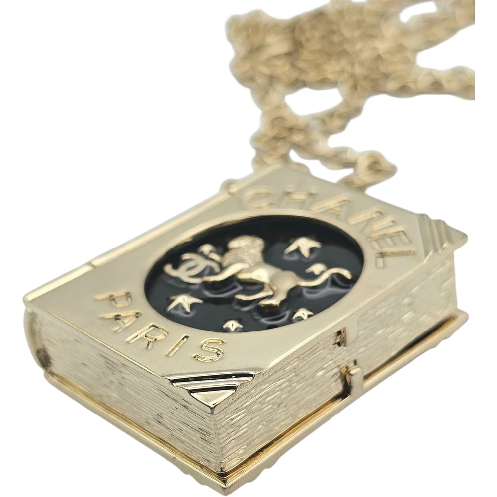 Chanel Enamel Lion Book Locket Pendant Necklace Cruise 2022 CHANEL